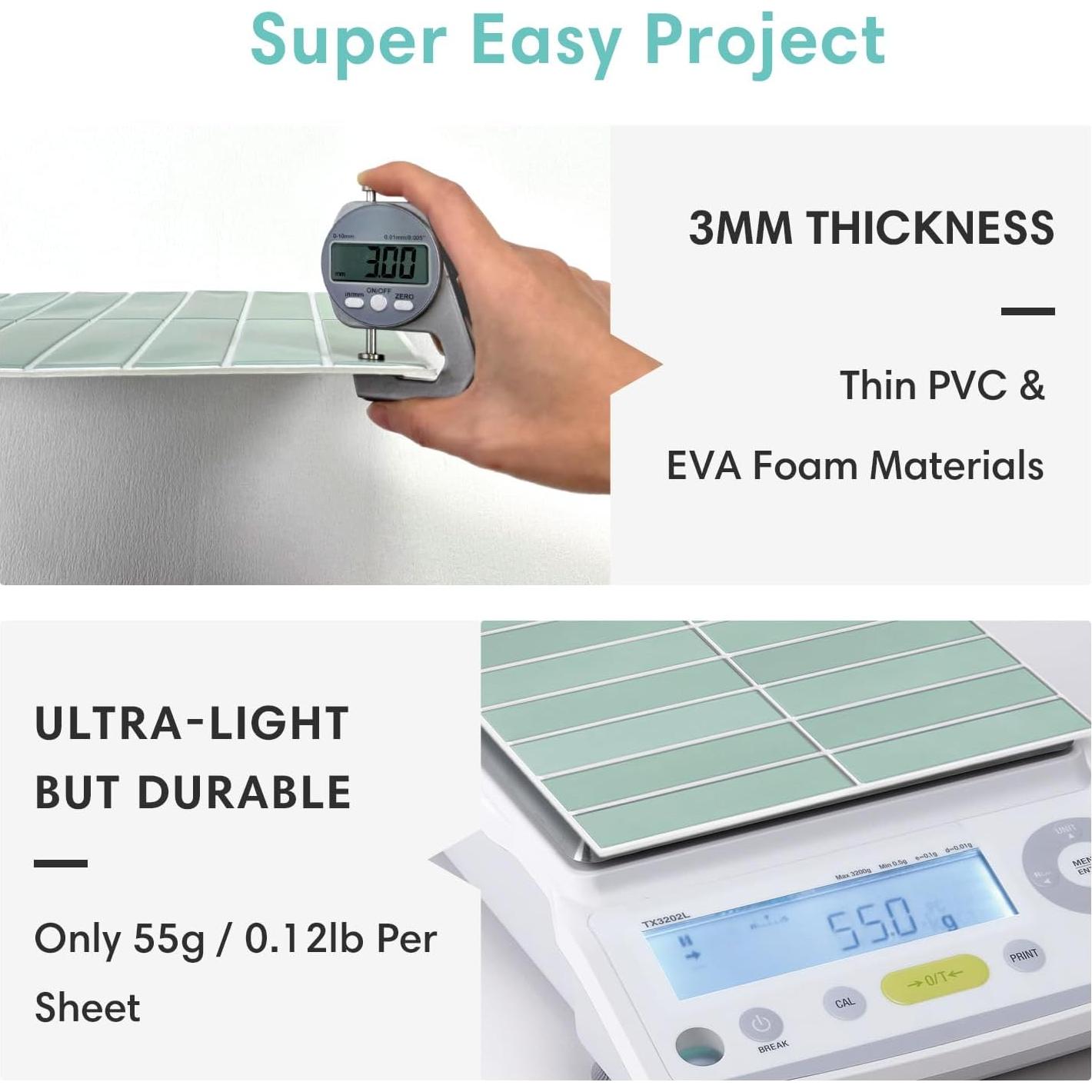 Azulejos Autoadhesivos 3D Commomy Verde Mate 30x30 cm - 10 Pcs