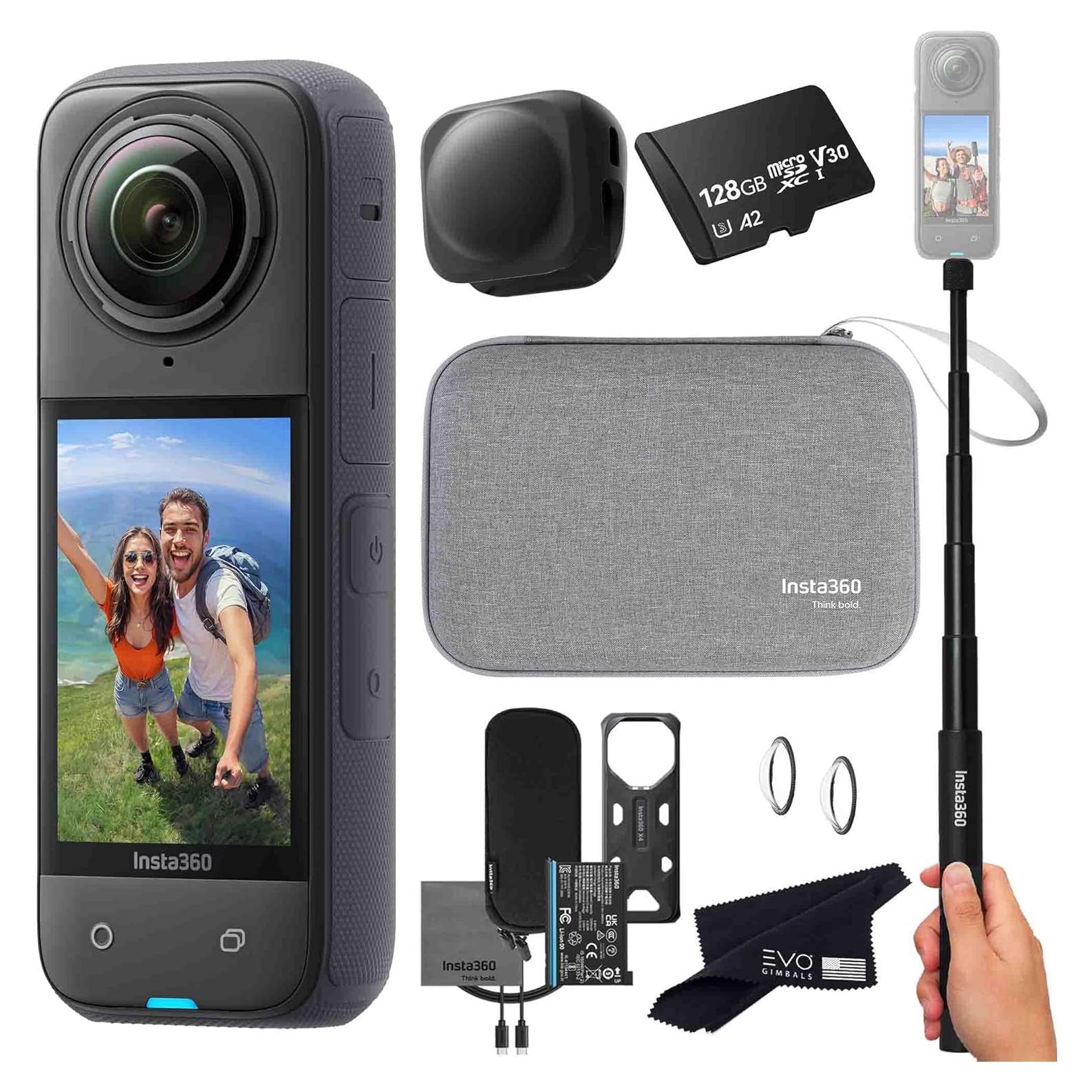 Cámara de acción 360 Insta360 X4 8K 72MP con estuche y selfie