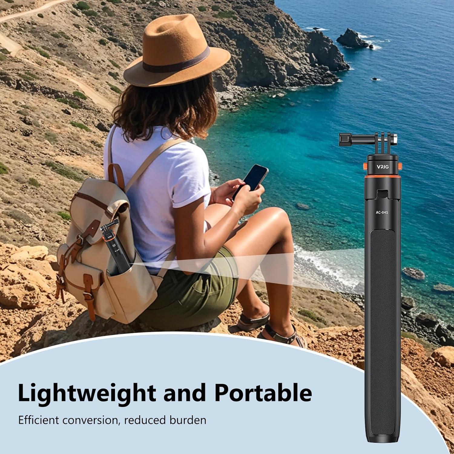 Trípode Selfie Pocket 3 VRIG Extensible 315-1610mm para GoPro