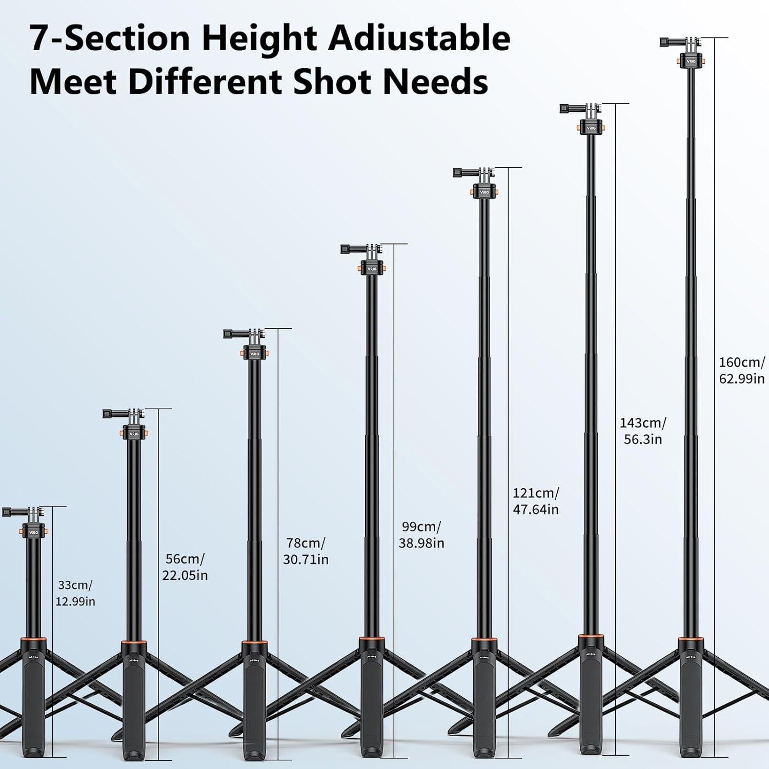 Trípode Selfie Pocket 3 VRIG Extensible 315-1610mm para GoPro