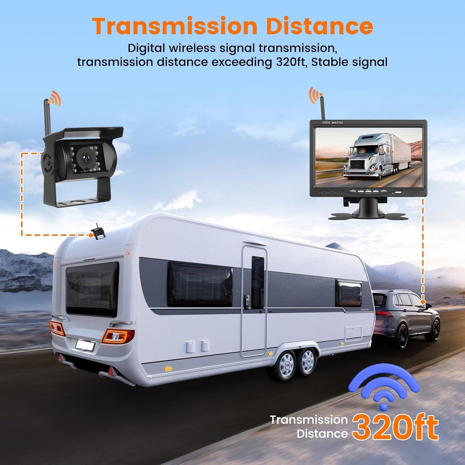 Cámara Inalámbrica de Vista Trasera Hikity 7" Impermeable