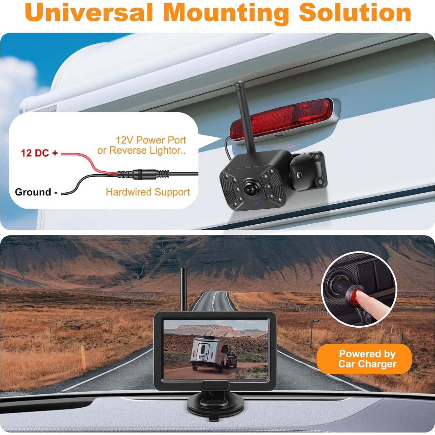 Cámara de Respaldo Inalámbrica Losuudy HD 1080P 5" IP68