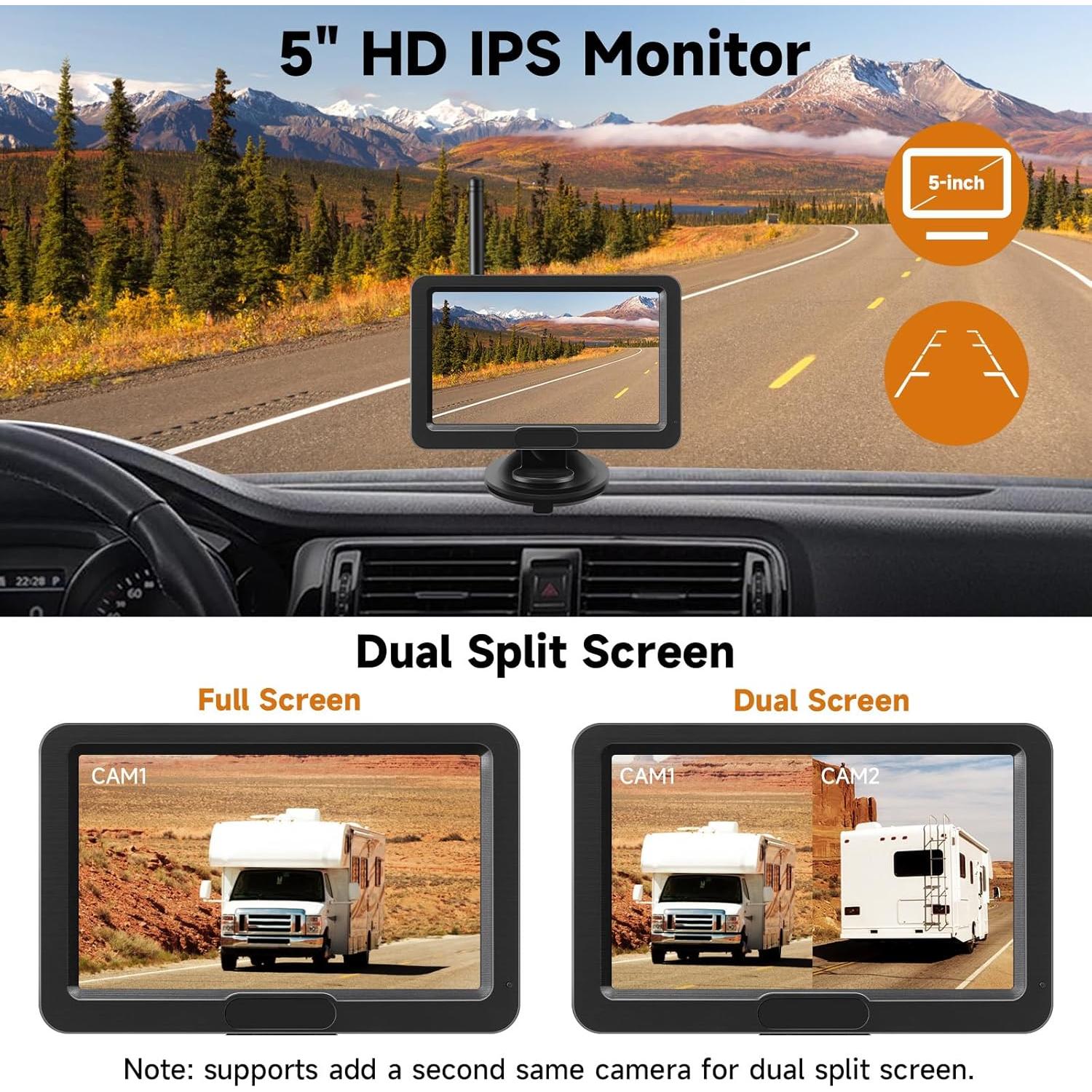 Cámara de Respaldo Inalámbrica Losuudy HD 1080P 5" IP68