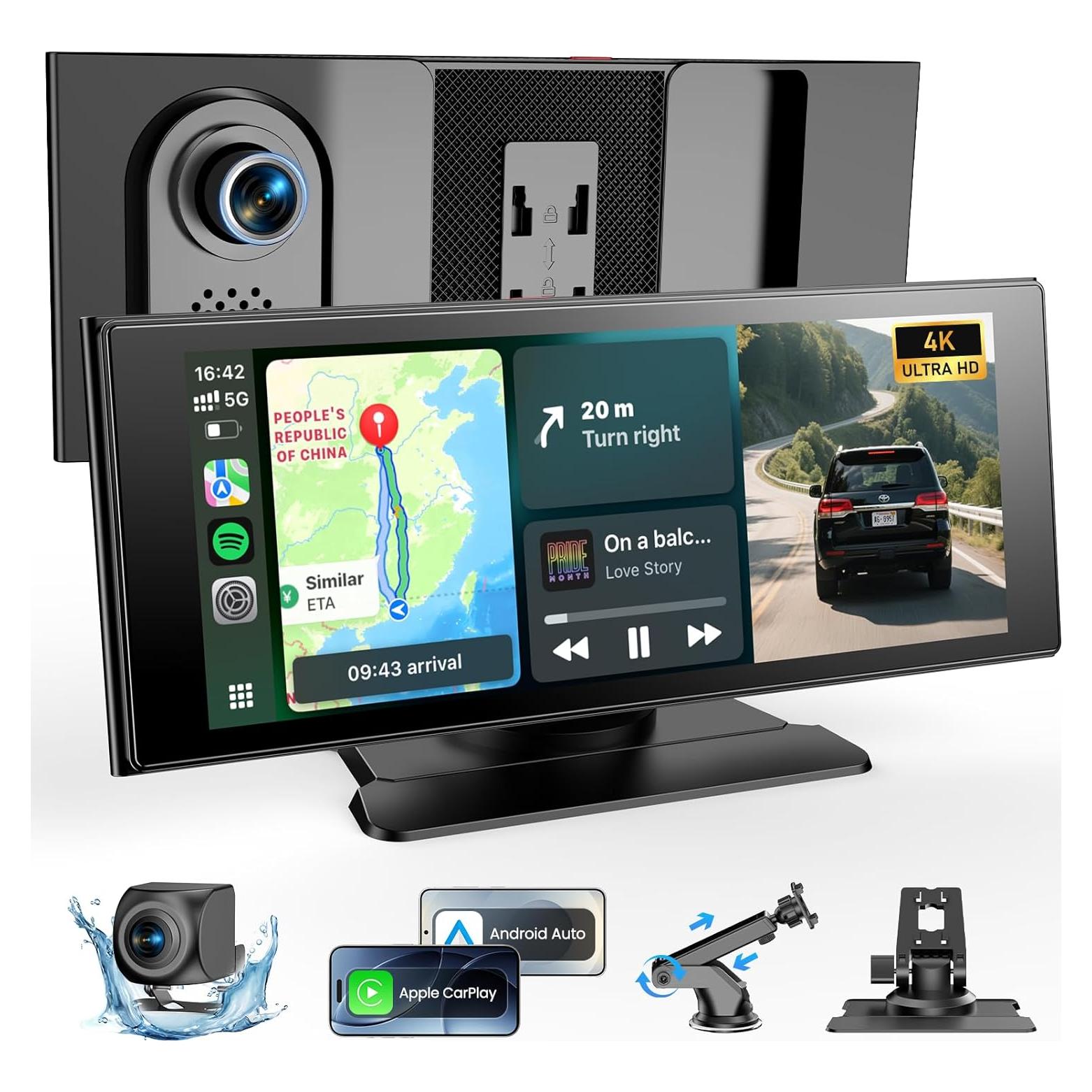 Pantalla Inalámbrica Car Play WonVon 10.26" 4K Bluetooth GPS