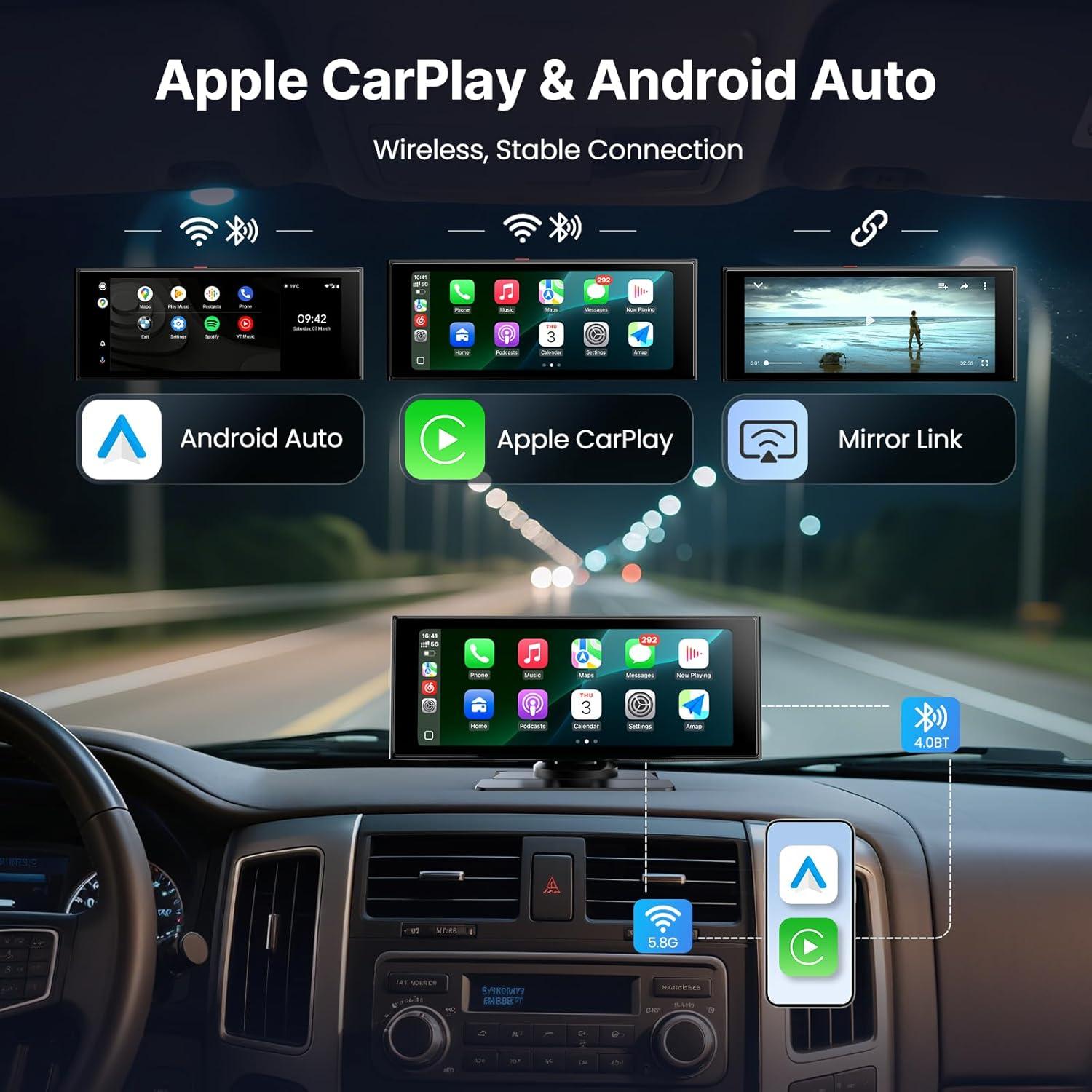 Pantalla Inalámbrica Car Play WonVon 10.26" 4K Bluetooth GPS