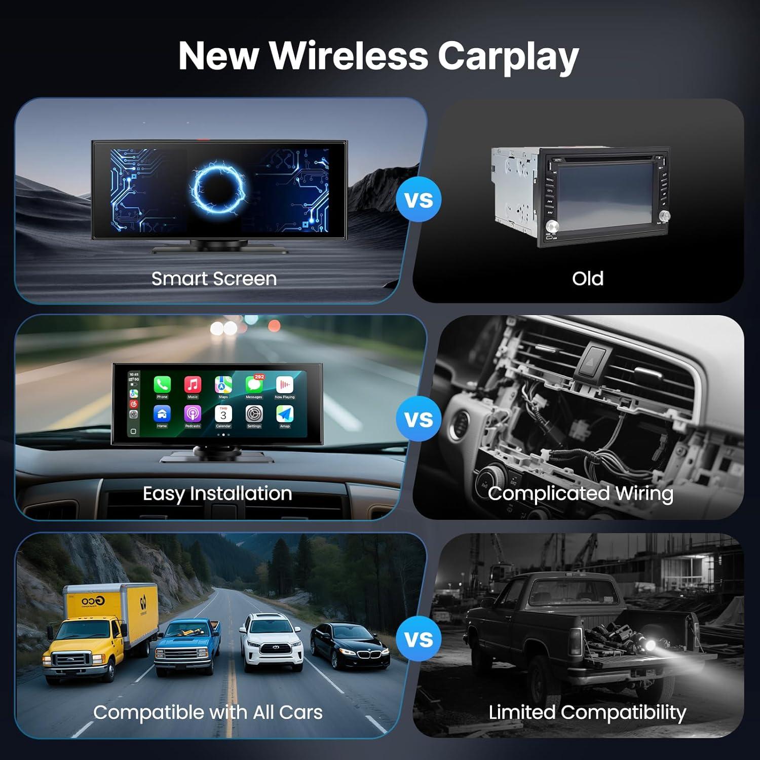 Pantalla Inalámbrica Car Play WonVon 10.26" 4K Bluetooth GPS