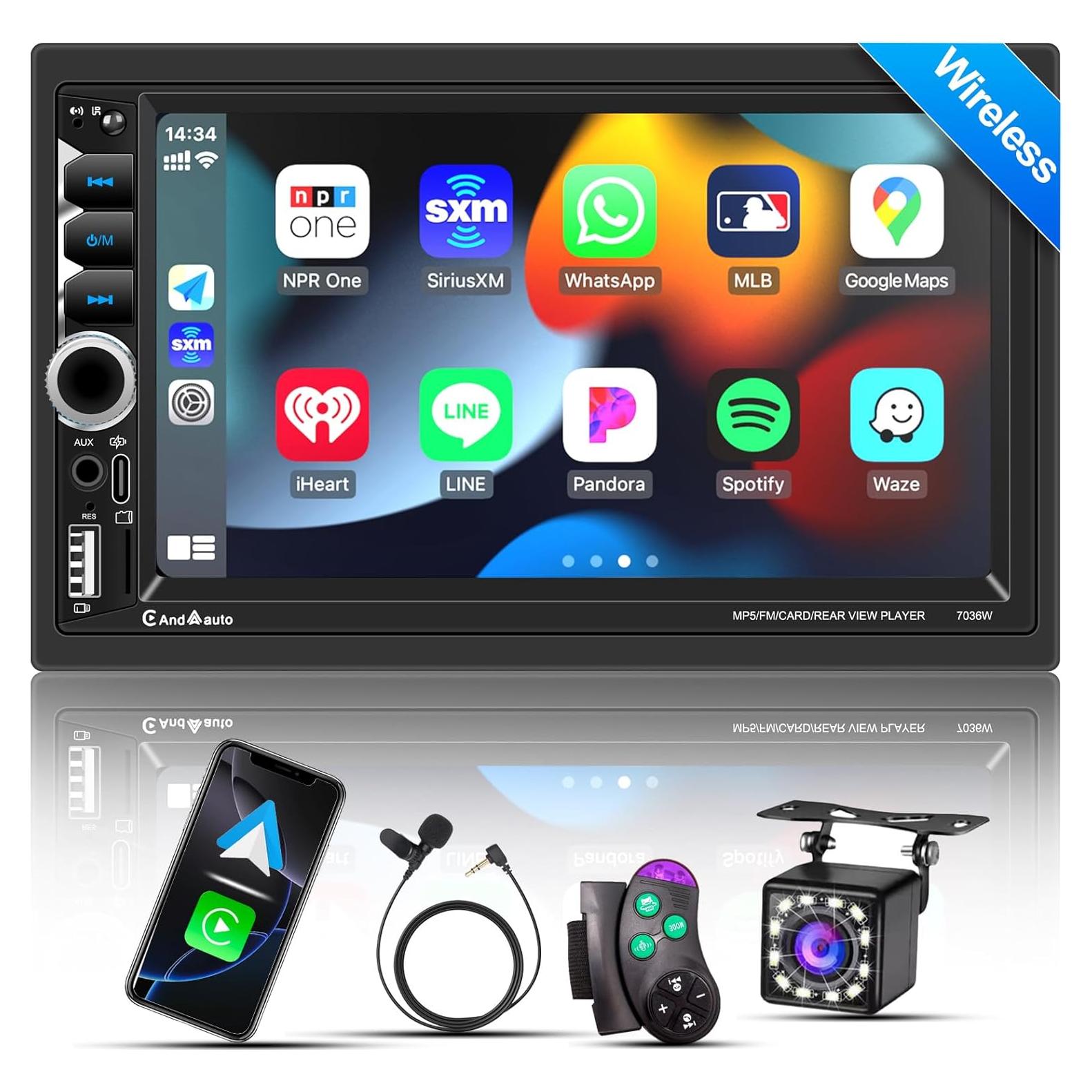 Estéreo Doble Din Plixify 7036W 7" Bluetooth 5.2 con CarPlay