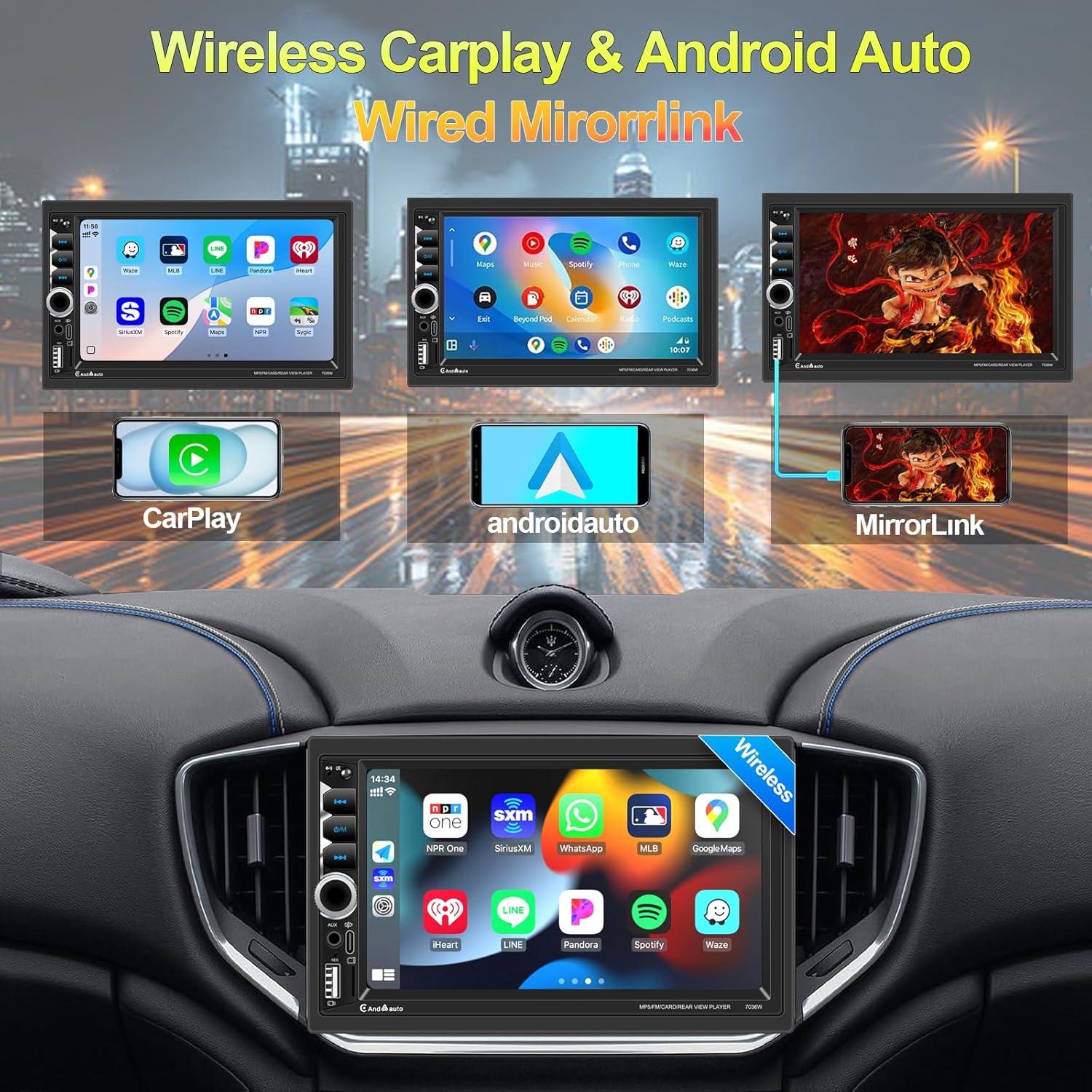Estéreo Doble Din Plixify 7036W 7" Bluetooth 5.2 con CarPlay
