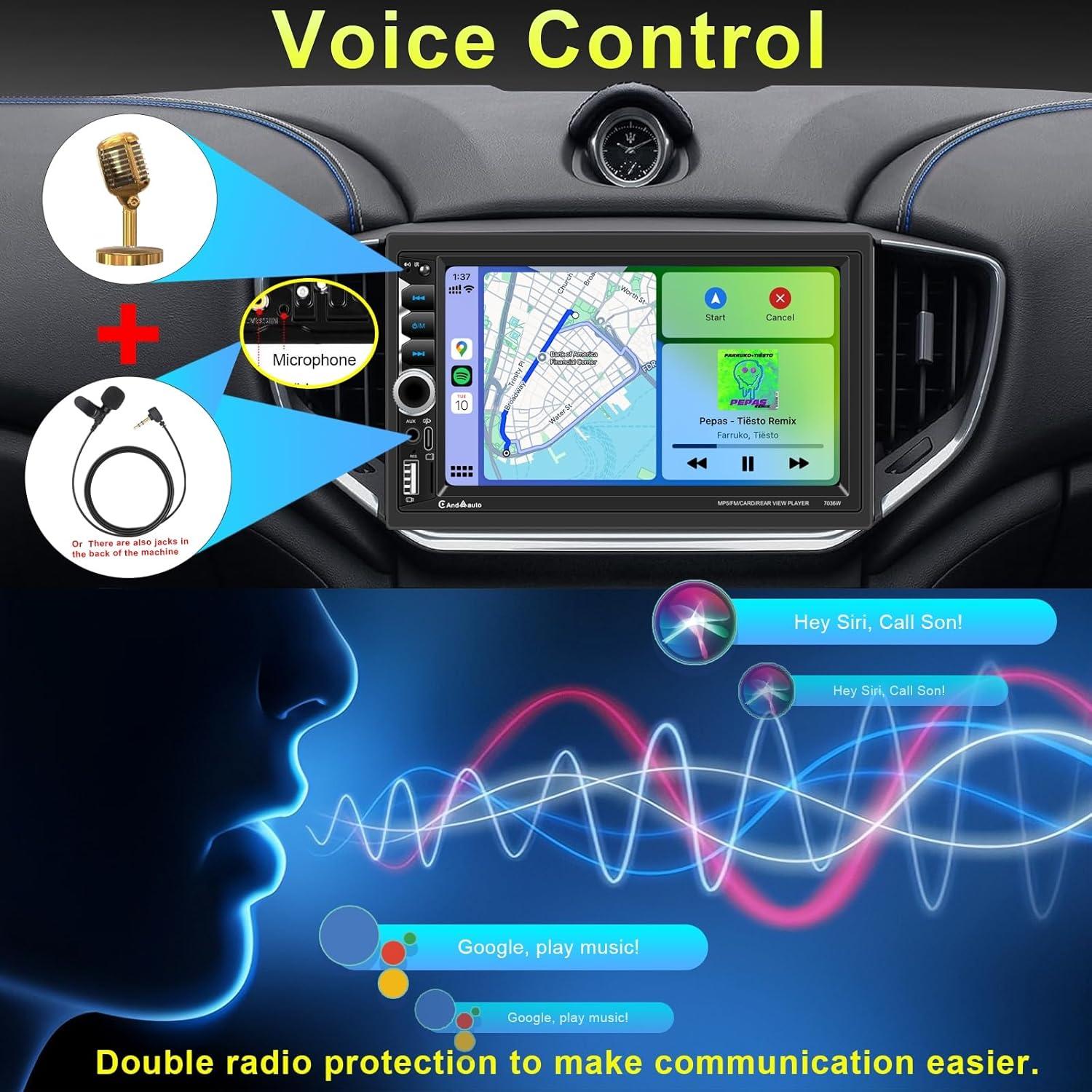 Estéreo Doble Din Plixify 7036W 7" Bluetooth 5.2 con CarPlay