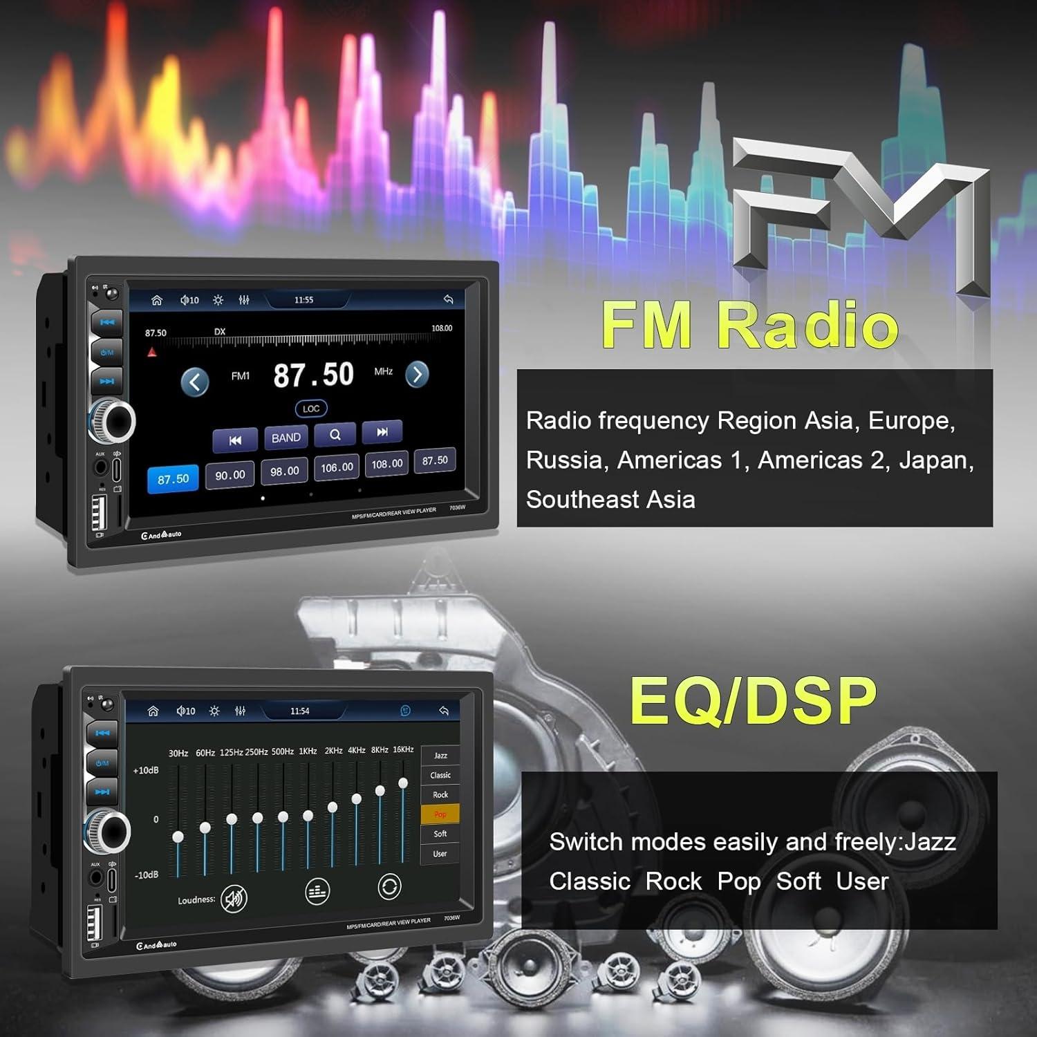 Estéreo Doble Din Plixify 7036W 7" Bluetooth 5.2 con CarPlay