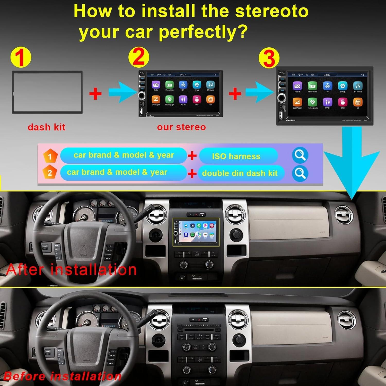 Estéreo Doble Din Plixify 7036W 7" Bluetooth 5.2 con CarPlay