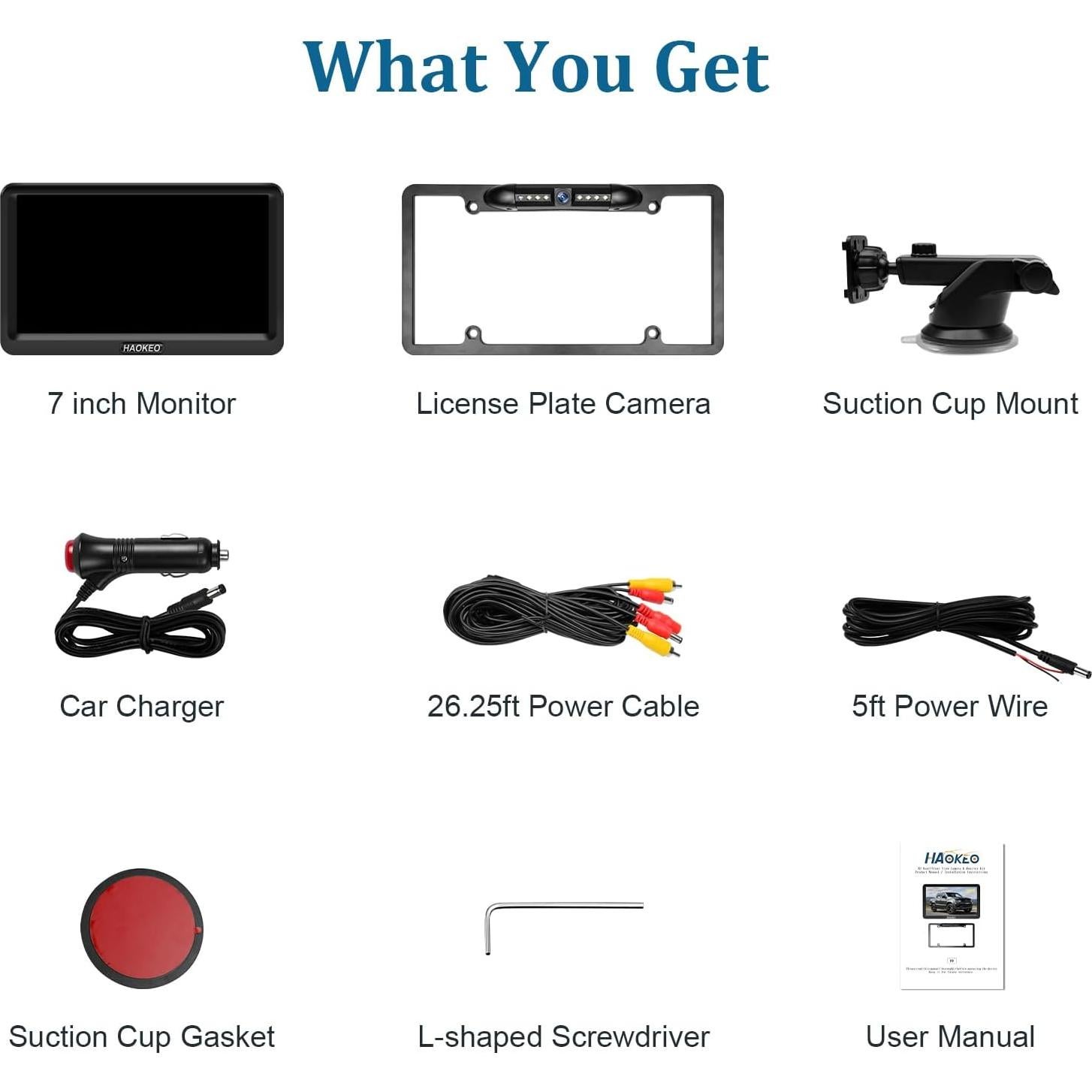 Cámara de Respaldo para Auto HaoKeo 7" HD 1080P Impermeable