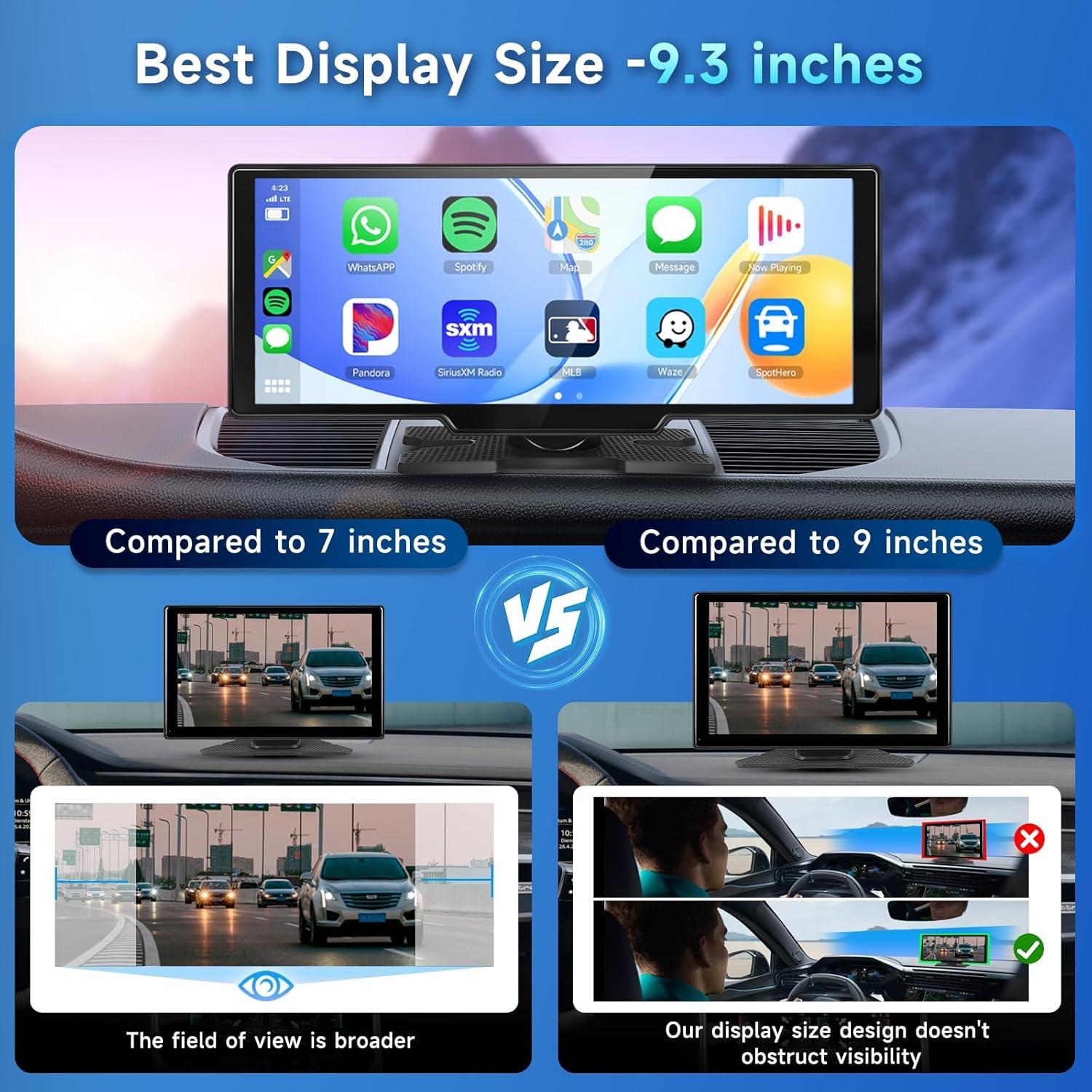 Radio de Coche Podofo A3073W3-US 9.3" HD Carplay/Android Auto