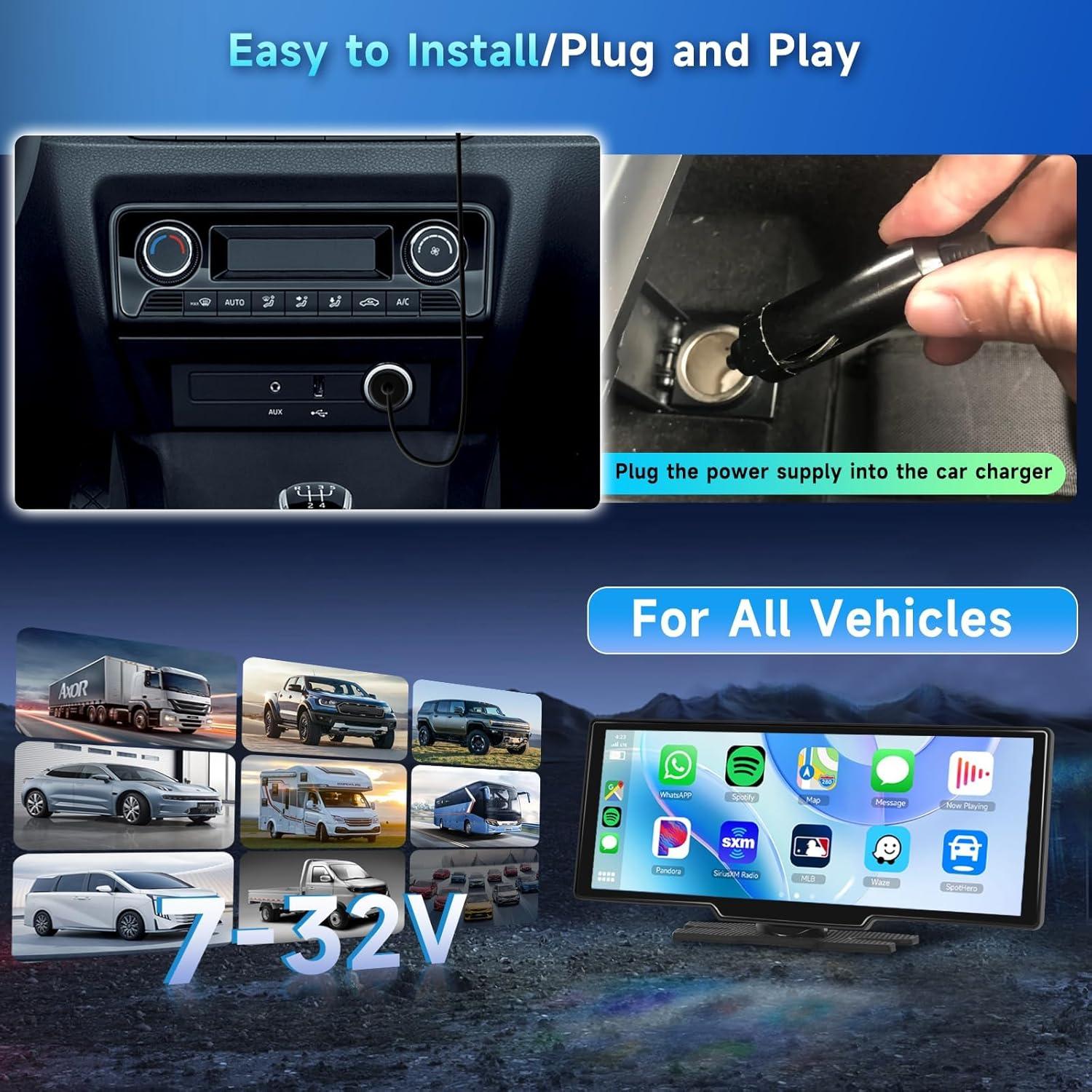 Radio de Coche Podofo A3073W3-US 9.3" HD Carplay/Android Auto