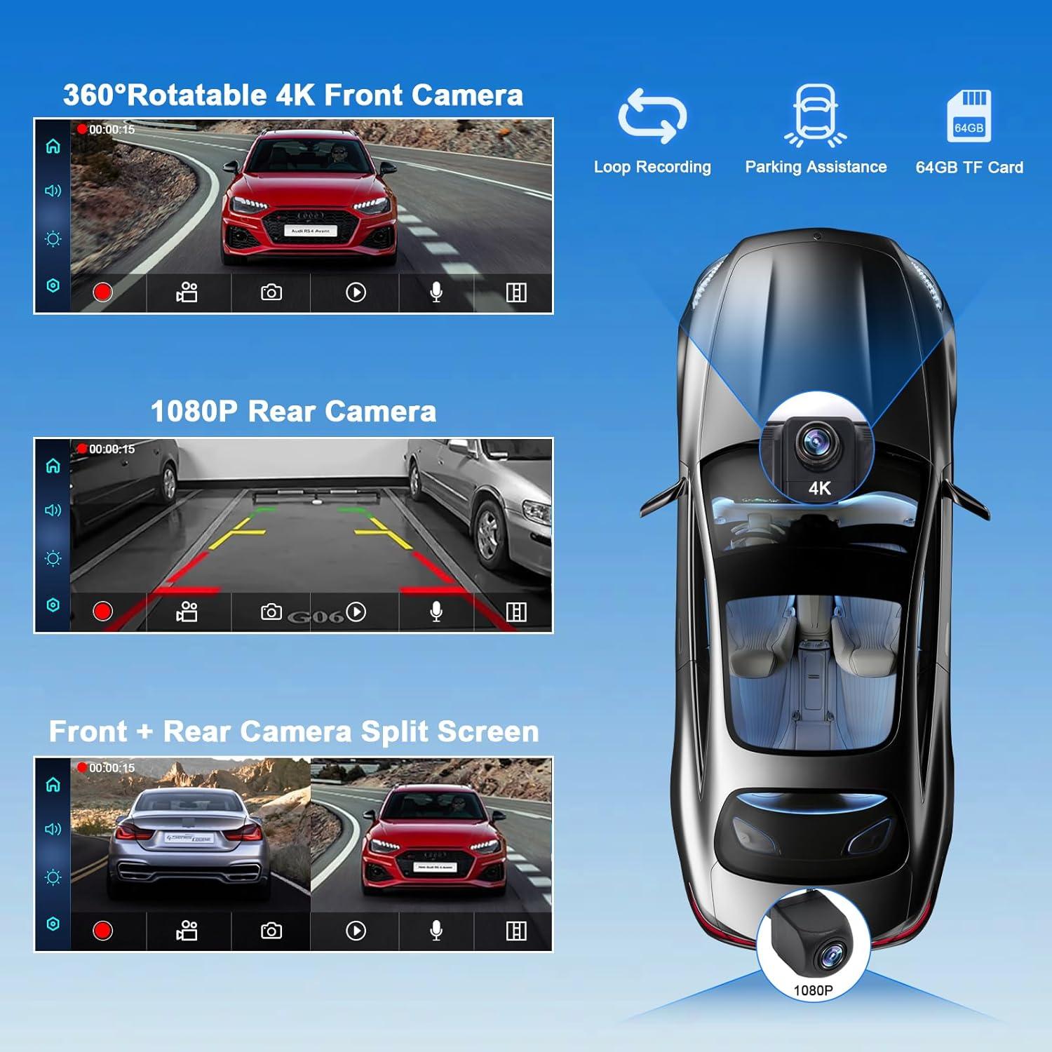 Pantalla Carplay 10.26" TK-YBX1ZSQ con Doble Cámara 4K/1080P