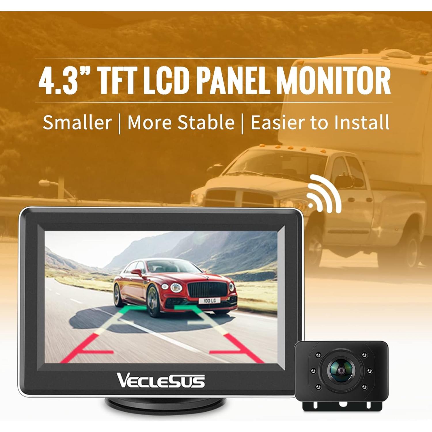 Cámara de Respaldo Inalámbrica Veclesus 1080P con Monitor 4.3"