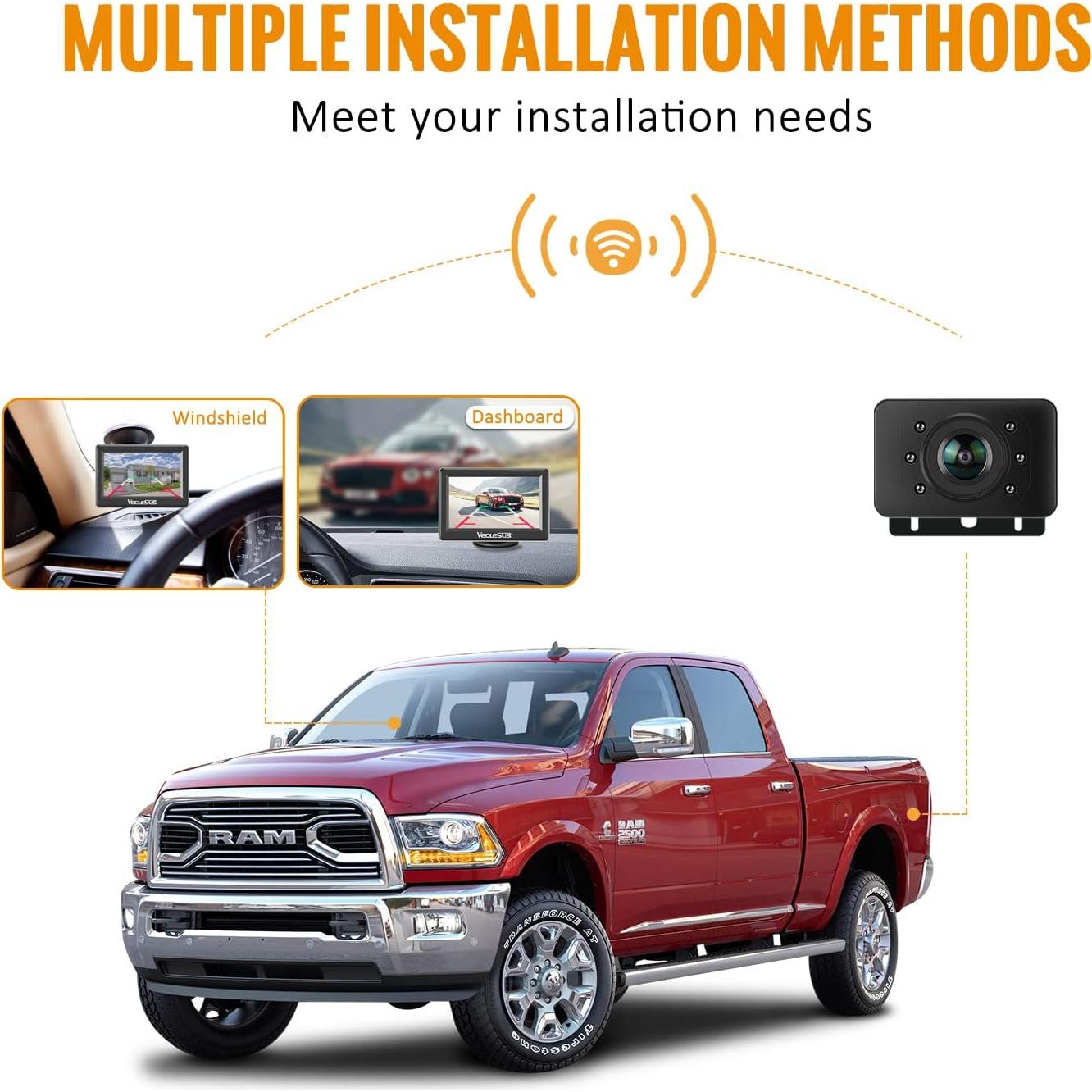 Cámara de Respaldo Inalámbrica Veclesus 1080P con Monitor 4.3"