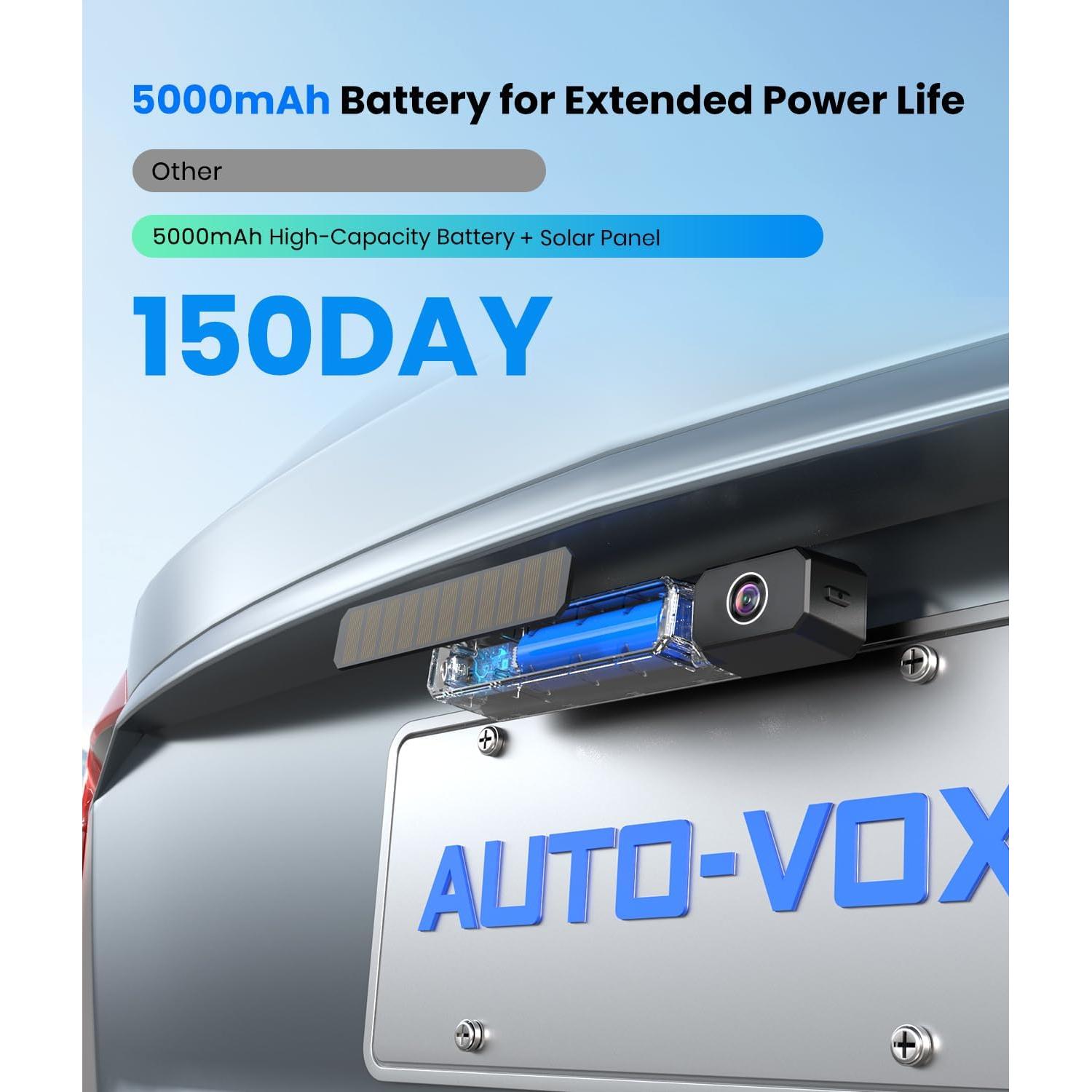 Cámara de Respaldo Inalámbrica Solar AUTO-VOX 1080P 5" IP69K