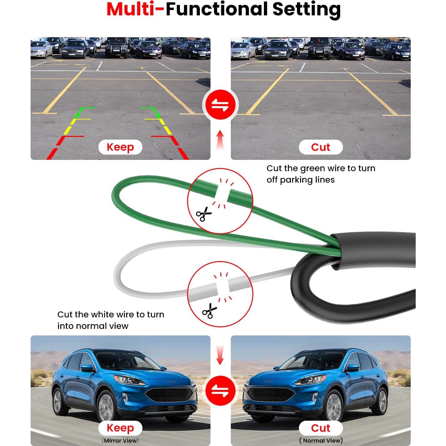 Cámara de Respaldo AUTO-VOX 1080P IP69K 3X Zoom para Vehículos