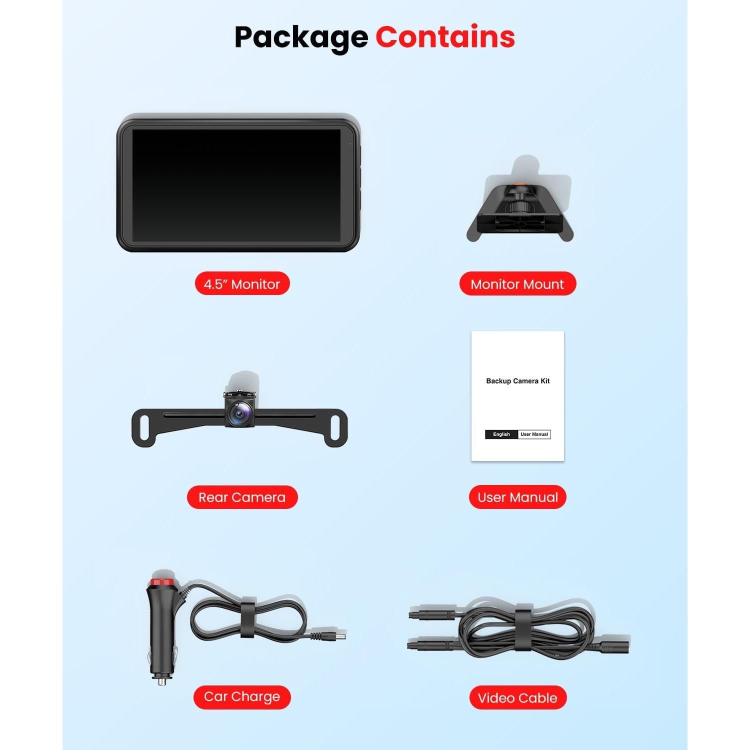 Cámara de Respaldo AUTO-VOX 1080P IP69K 3X Zoom para Vehículos