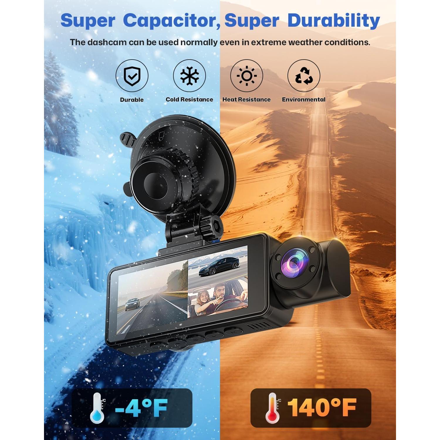 Cámara de tablero BAEASU 2.5K 3 canales con visión nocturna