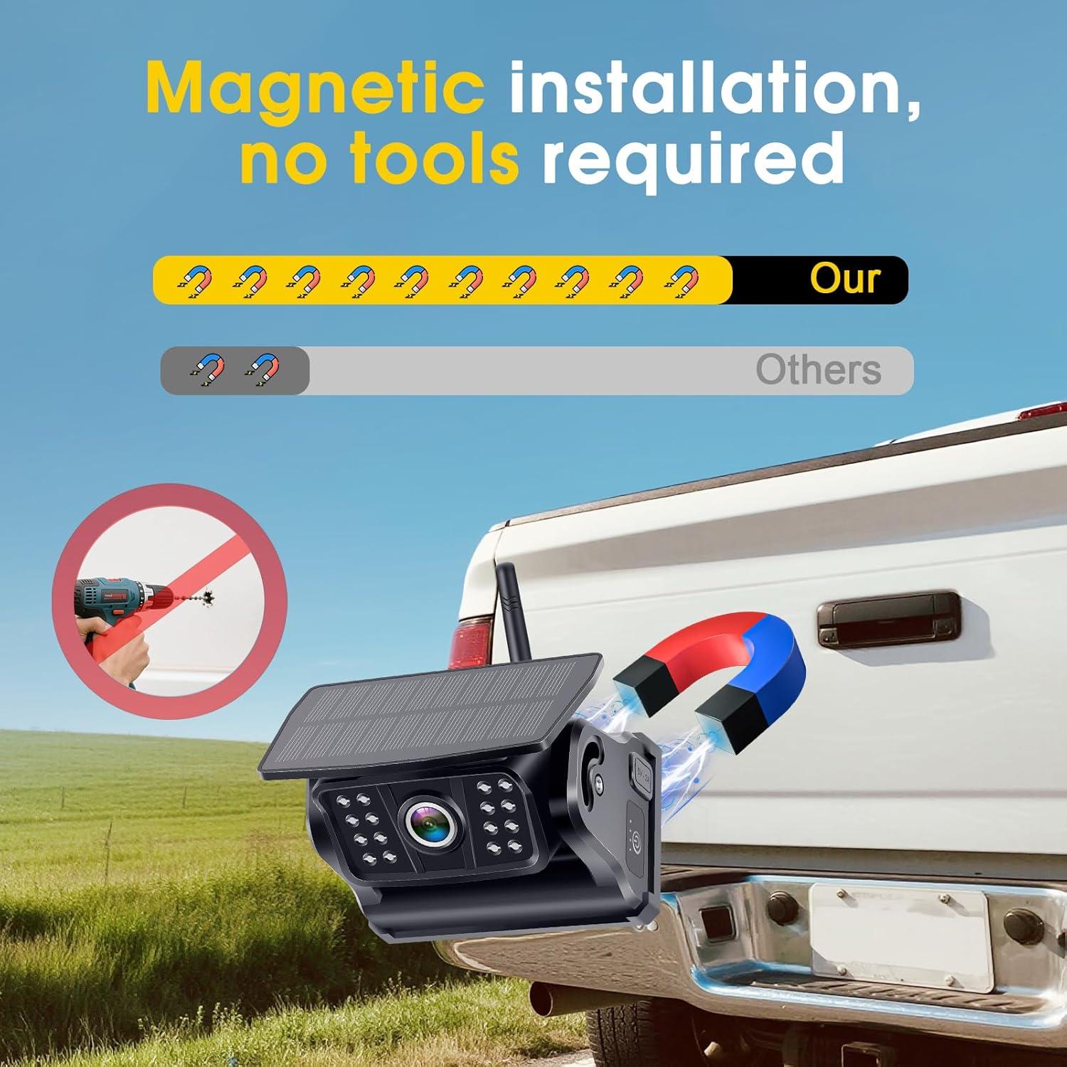 Cámara de Respaldo Inalámbrica Solar V7 para Camiones HD 1080P