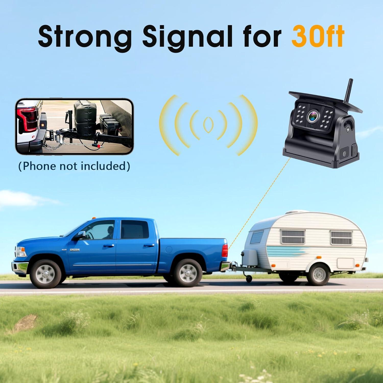 Cámara de Respaldo Inalámbrica Solar V7 para Camiones HD 1080P