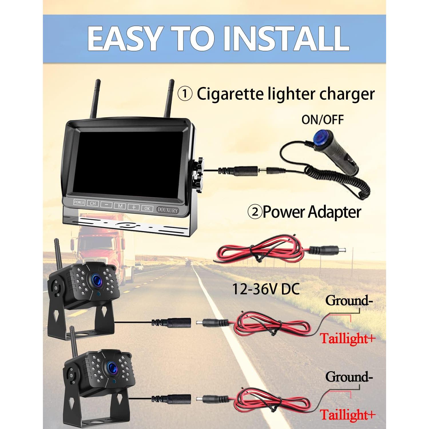 Cámara de Respaldo Inalámbrica DOUXURY FHD 1080P IP69