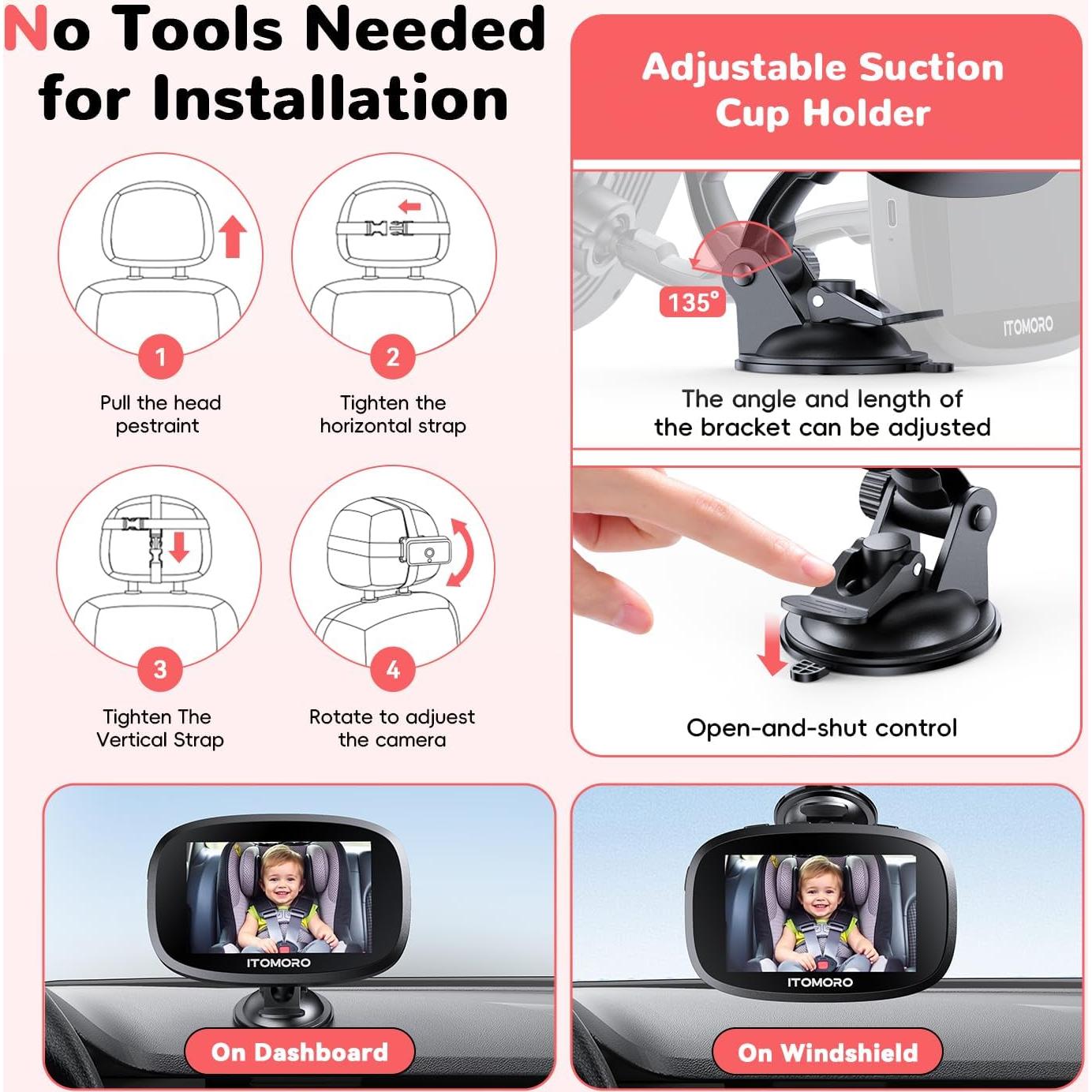 Cámara Inalámbrica para Bebés Itomoro 1080P 5" con Visión Nocturna