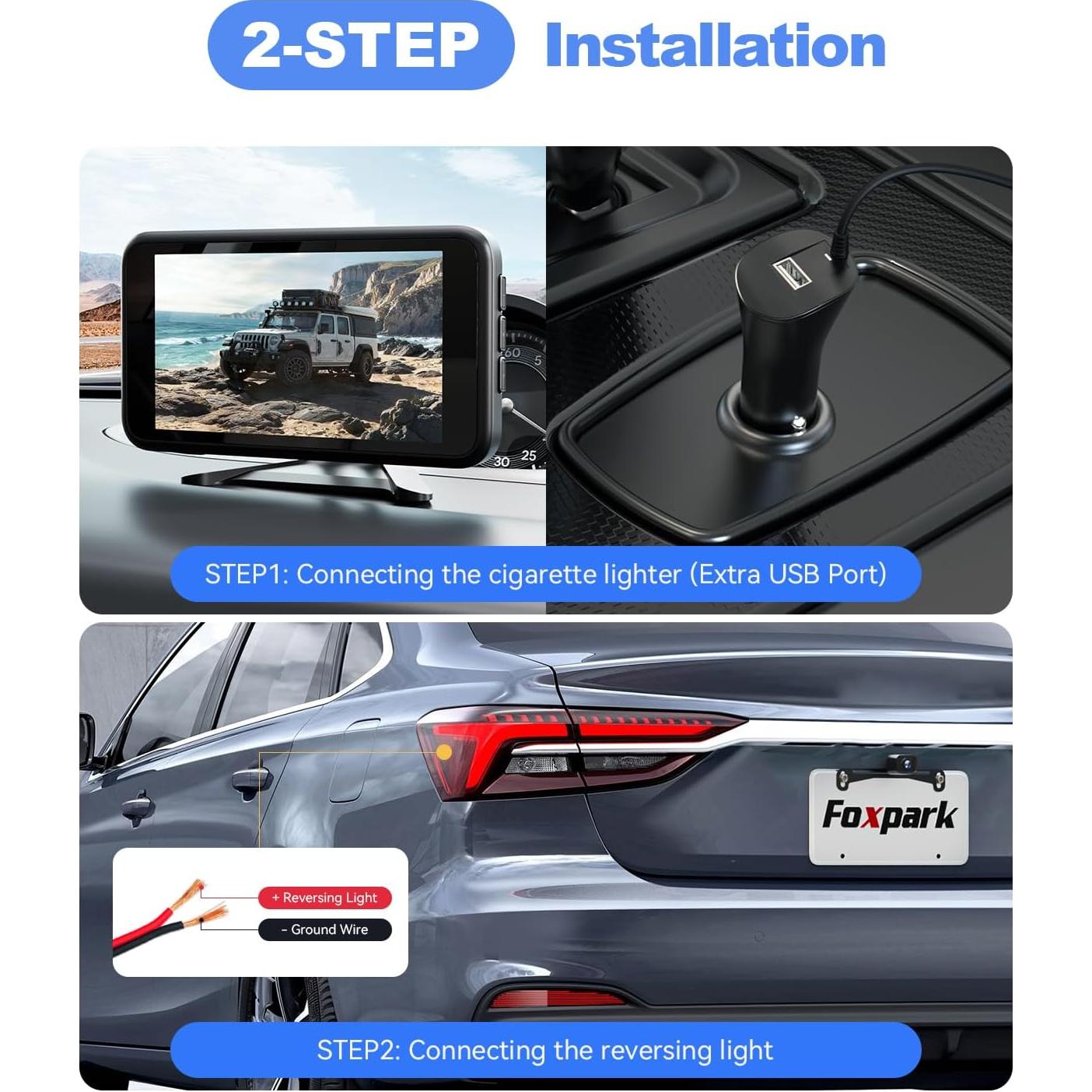 Cámara de Respaldo Inalámbrica Foxpark W11 HD 1080P 4.8"