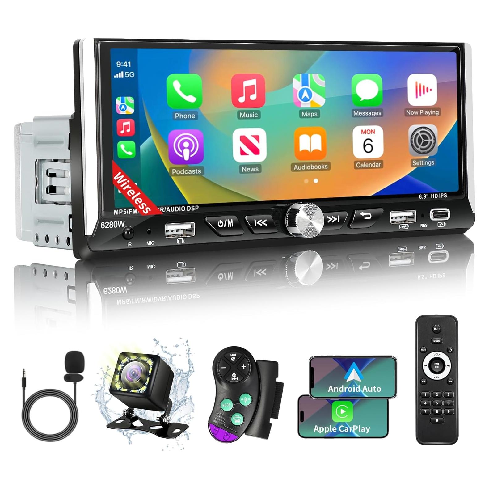 Estéreo de Coche Sobalai 1 Din Pantalla Táctil 6.9" HD