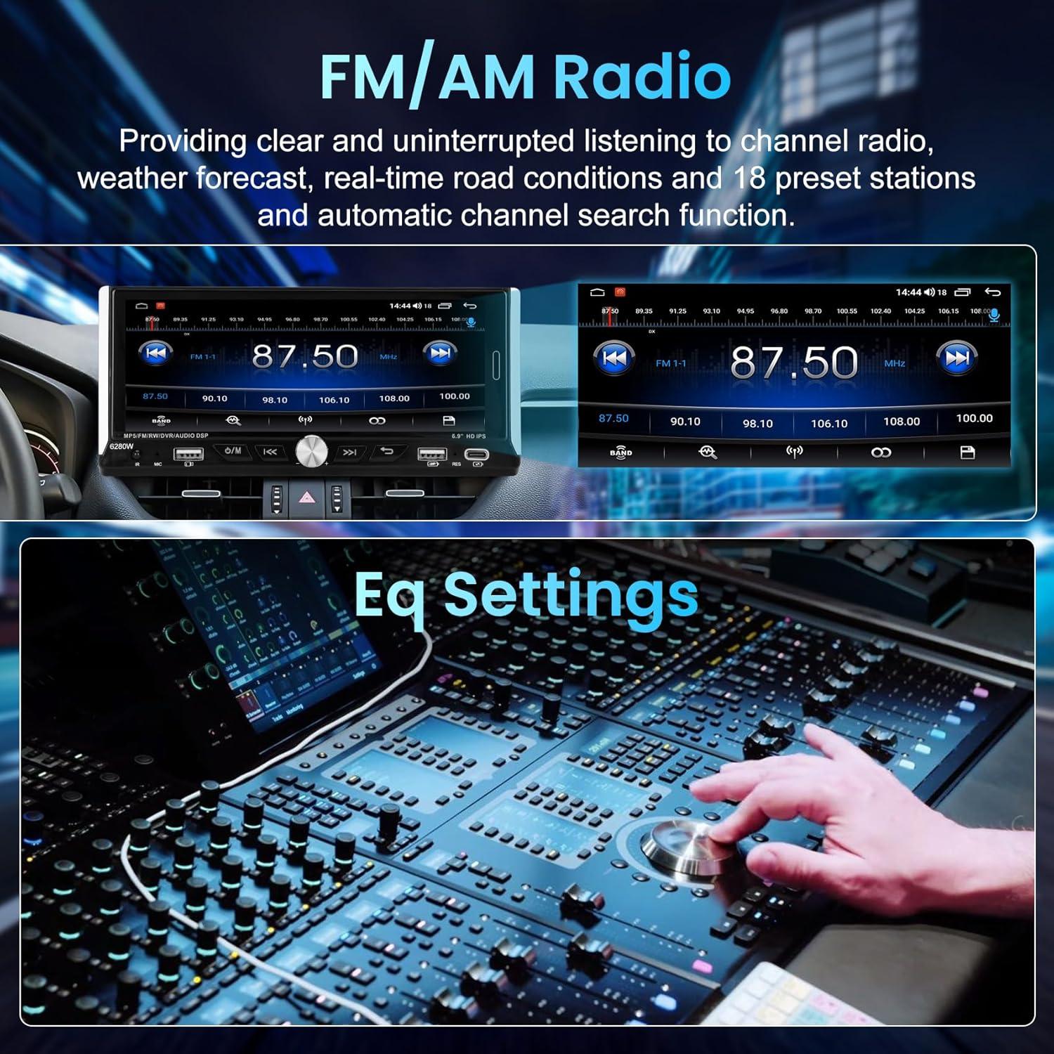 Estéreo de Coche Sobalai 1 Din Pantalla Táctil 6.9" HD