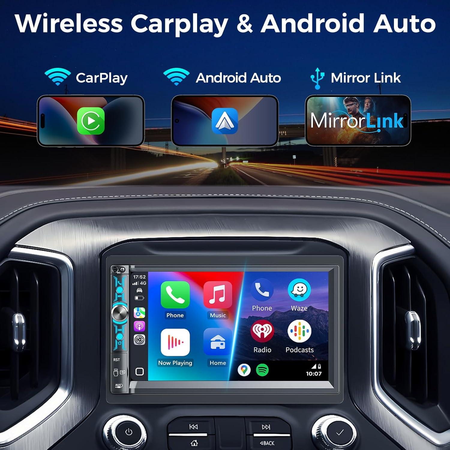 Estéreo de coche Kissound KS9701 Doble DIN 7" Bluetooth CarPlay