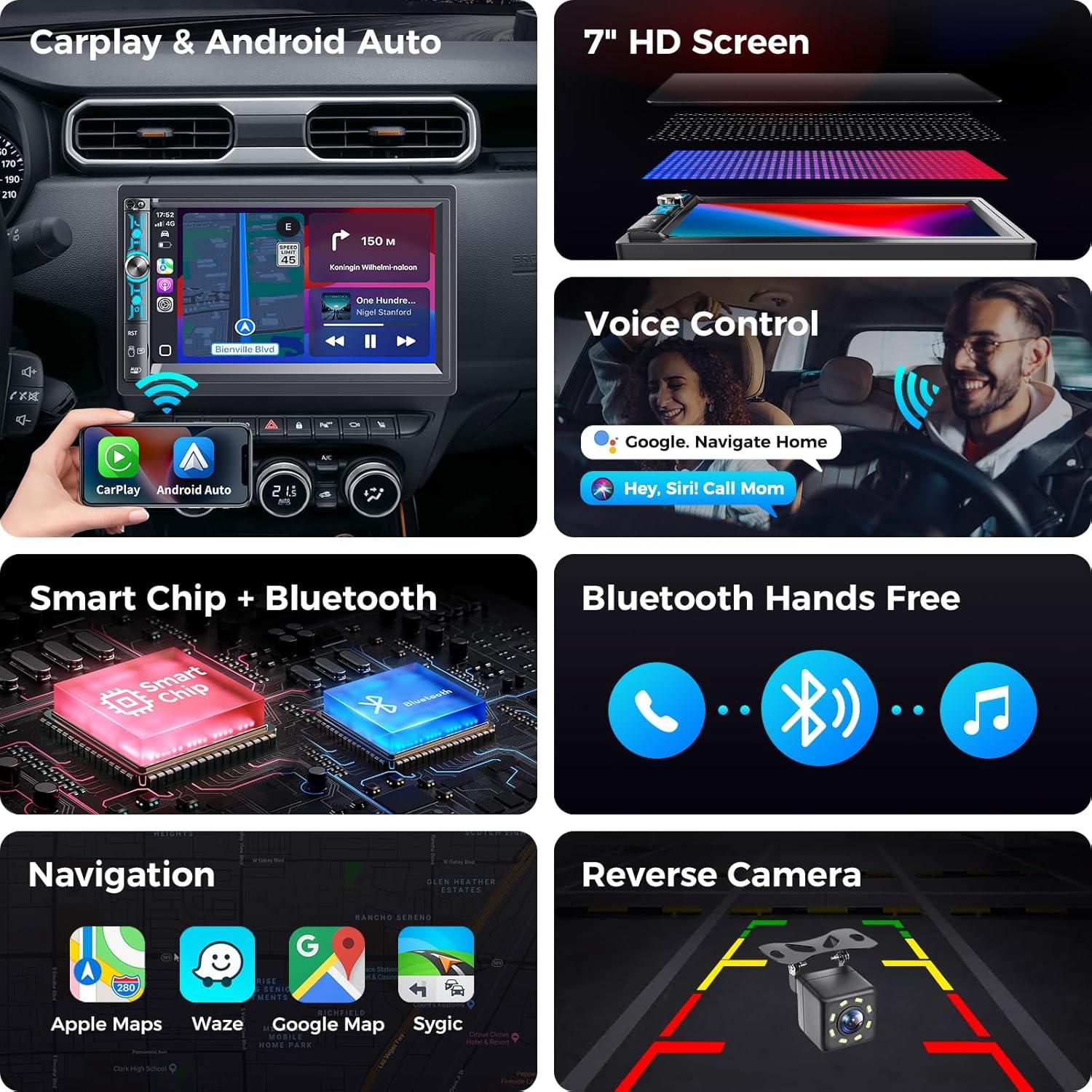 Estéreo de coche Kissound KS9701 Doble DIN 7" Bluetooth CarPlay