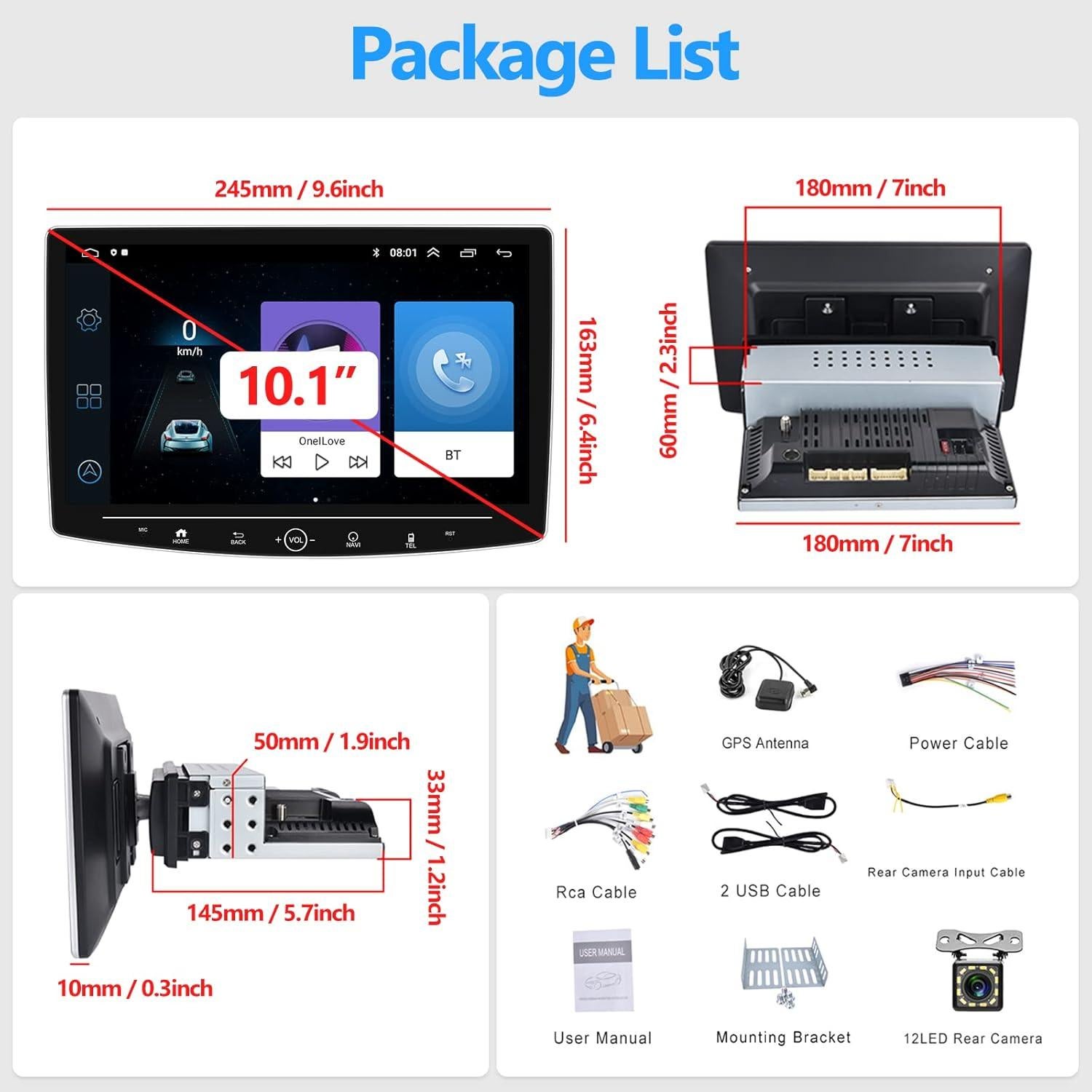 Estéreo de Coche CAMECHO Android 13 10.1" Pantalla Táctil