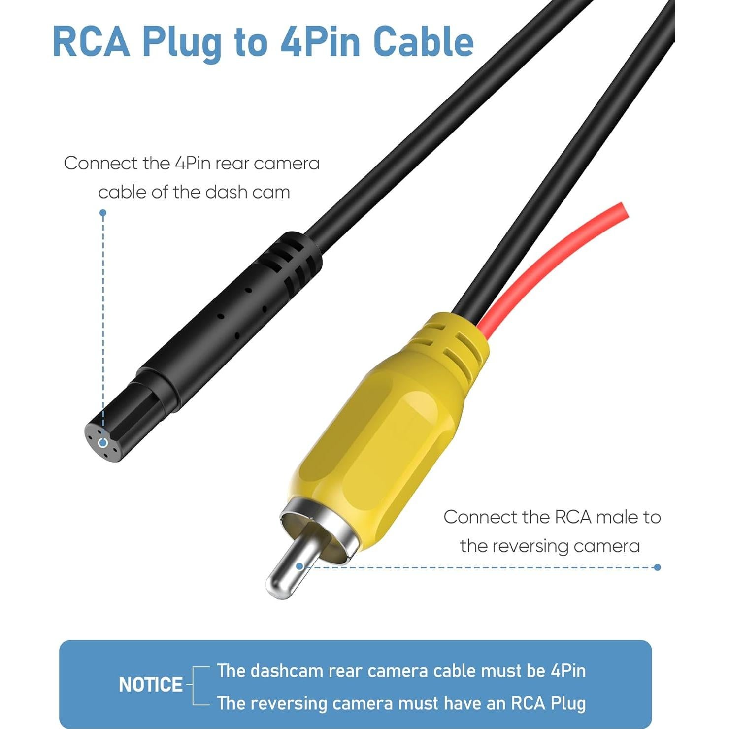 Cable de Video RCA a 4 PIN para Cámara de Respaldo YQMAJIM