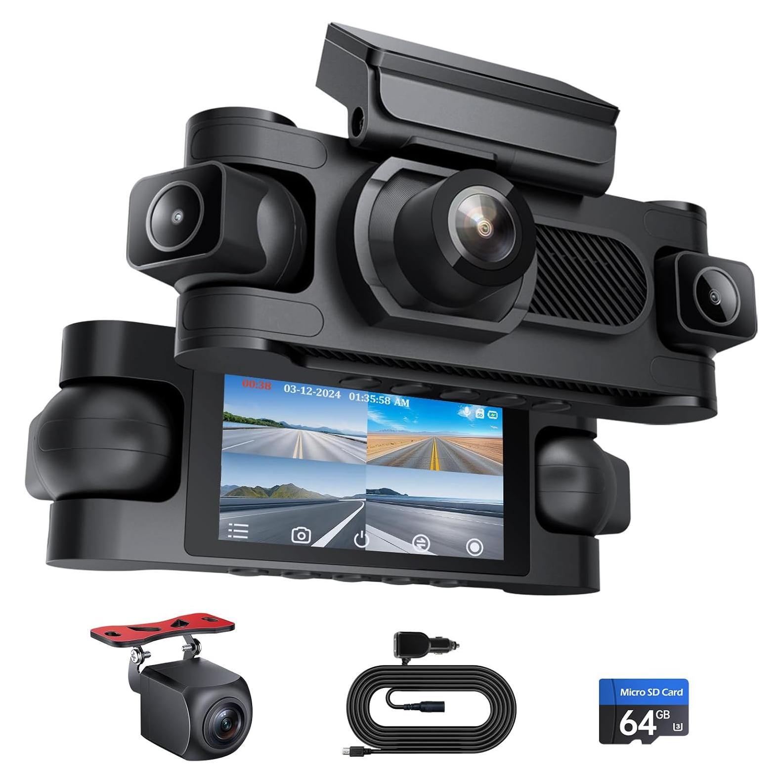 Cámara Dash 360° AINAVIGO 4 Canales 1080P con IR y G-Sensor