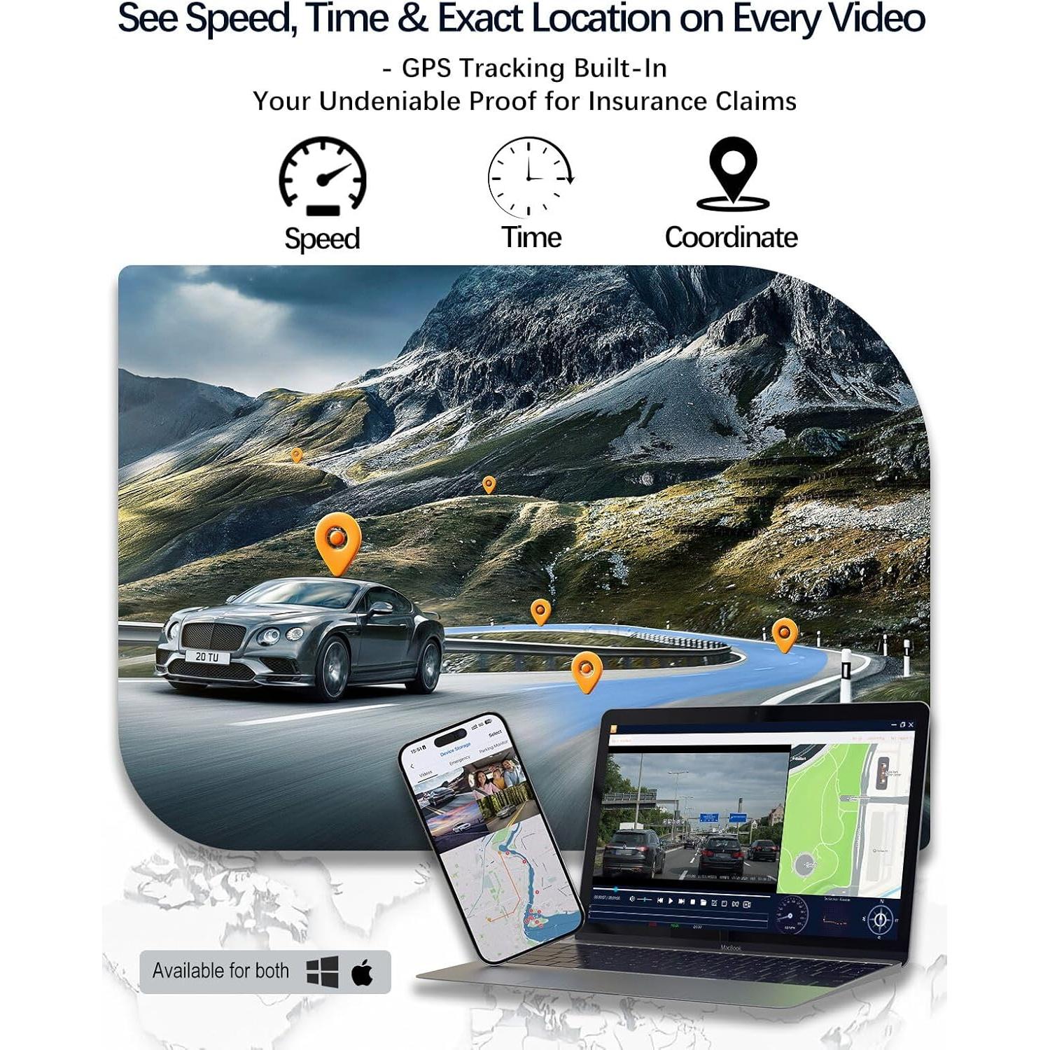 Cámara Dash VROAVIE R4-RD 4 Canales 360° GPS WiFi 3.18"