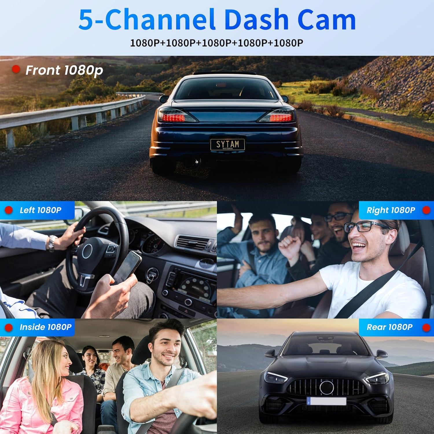 Cámara de tablero 5 canales OiLiehu FHD 1080P WiFi visión nocturna