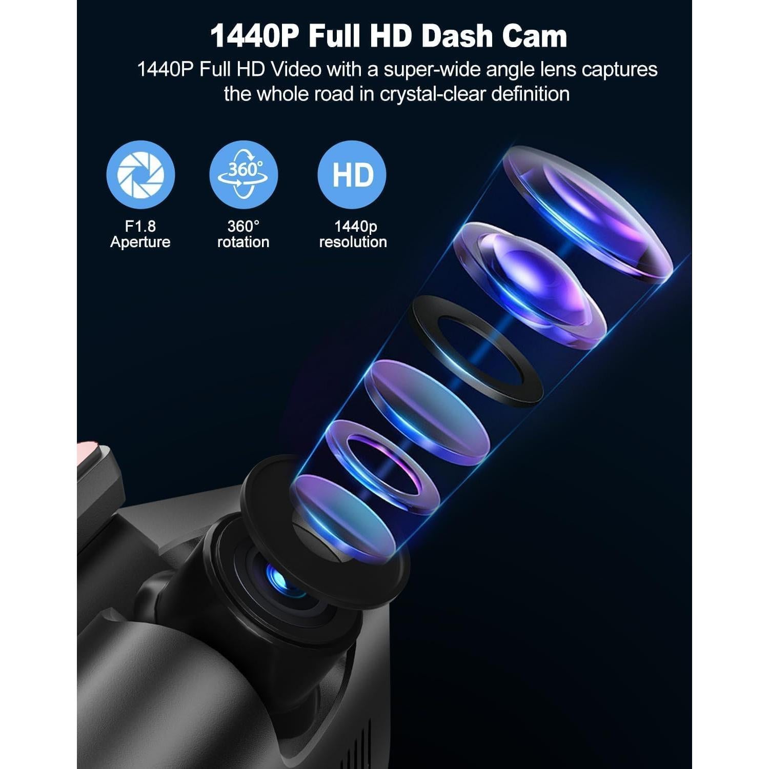 Cámara 360° UOOYOO para coche, Dual 2K + 1080P, IR