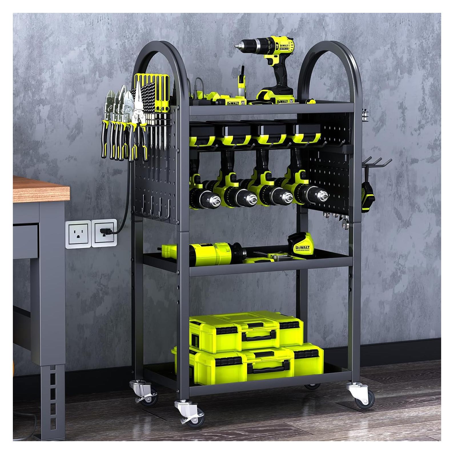 Carro de Herramientas Rodante KAFAHOM 4 Niveles Soporte 8-12 Taladros