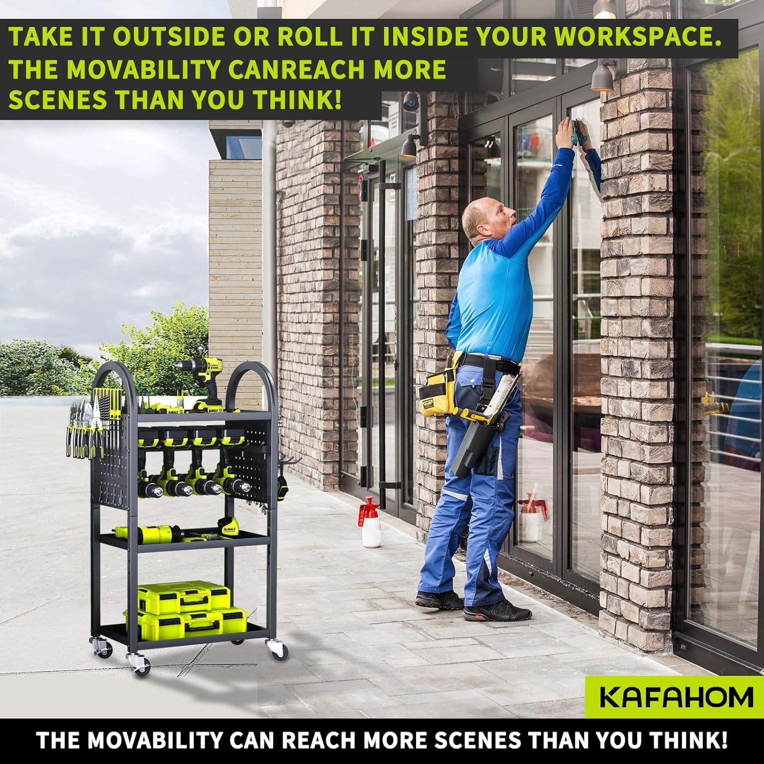Carro de Herramientas Rodante KAFAHOM 4 Niveles Soporte 8-12 Taladros