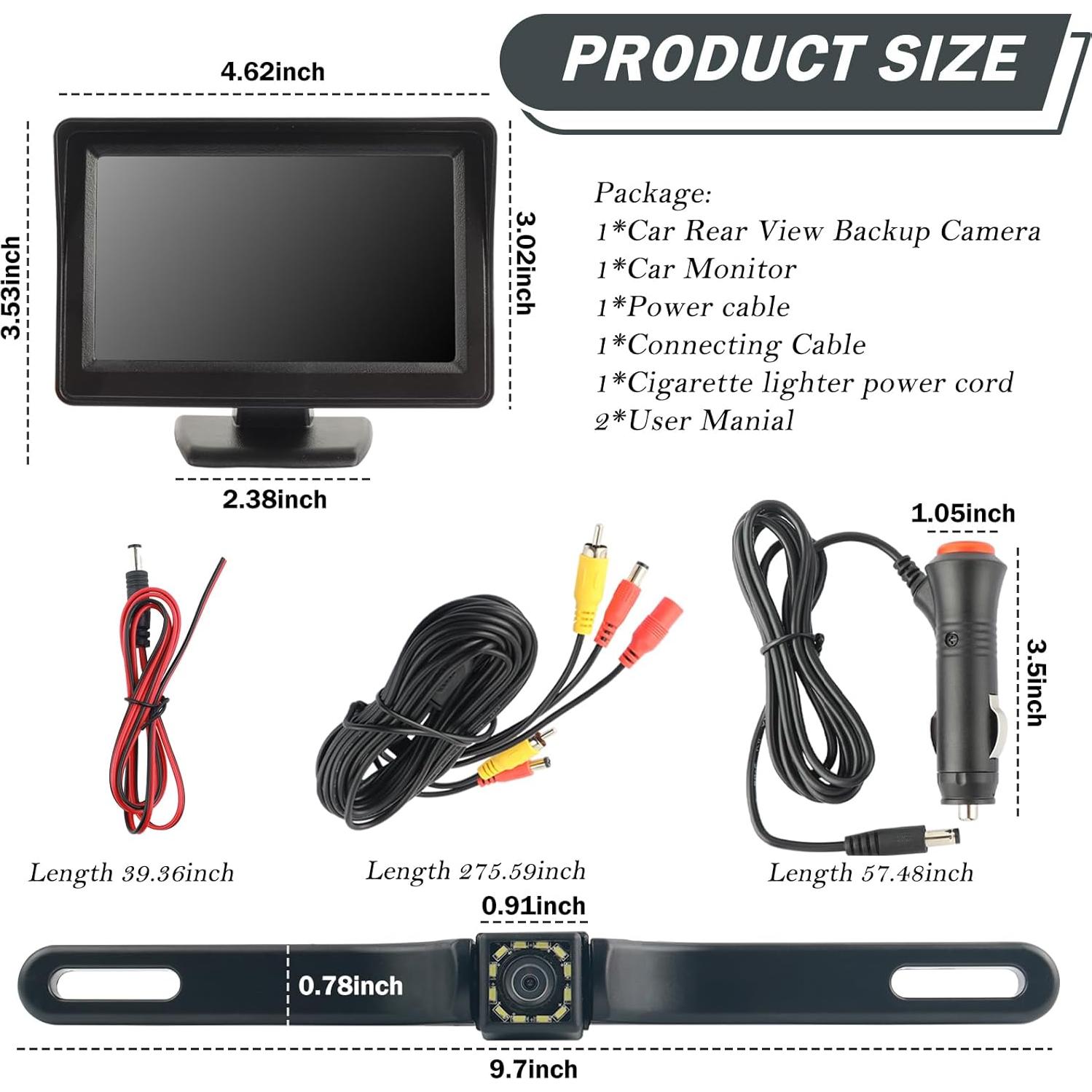 Cámara de Respaldo Figpade con Monitor y Visión Nocturna