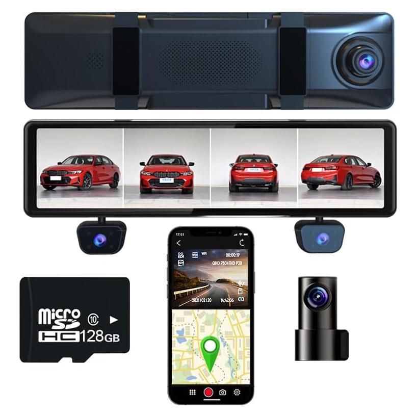 Dash Cam 4 Cámaras 1080P WDHOICAR Pantalla Táctil GPS