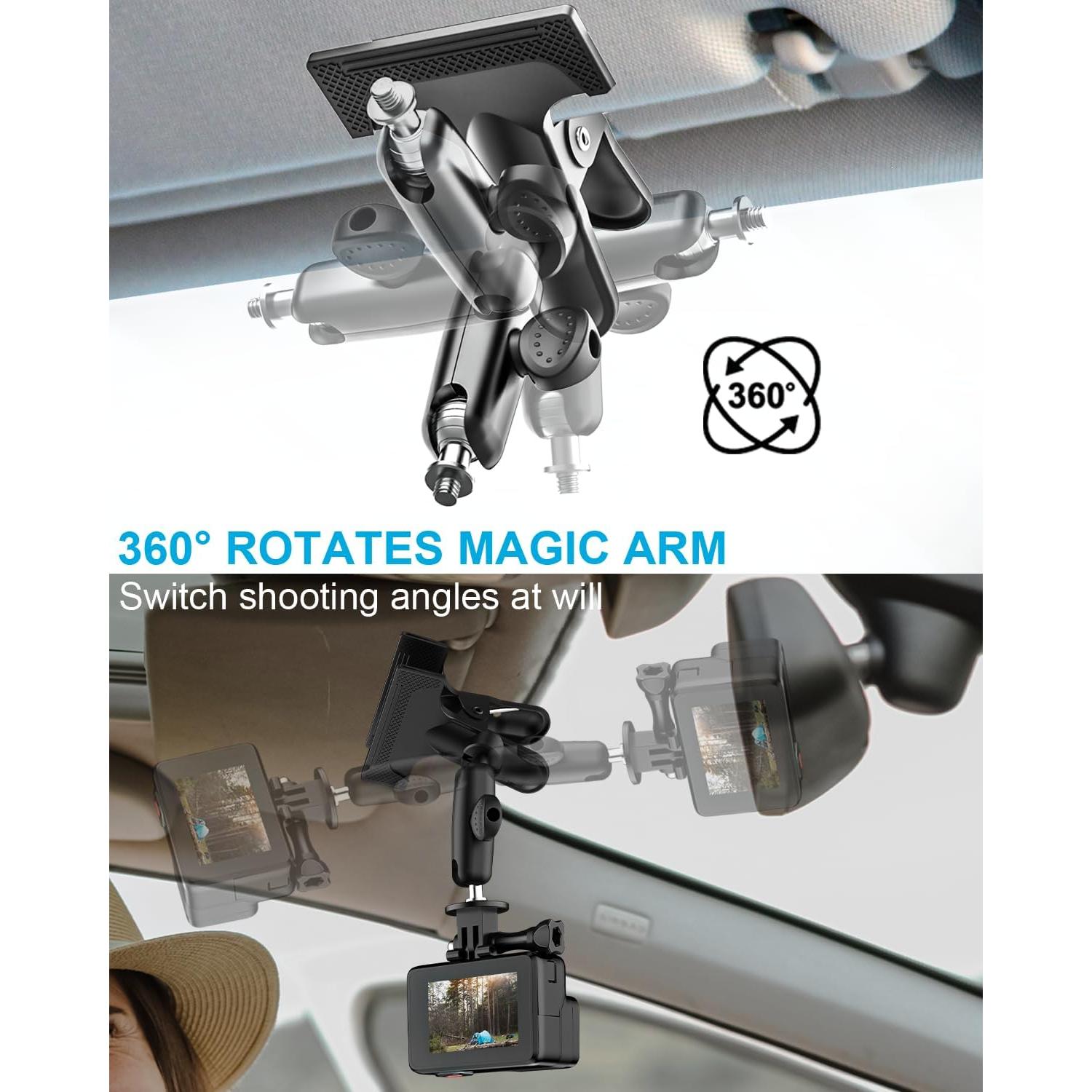 Soporte de cámara para visera de coche Woleyi - 360° ajustable