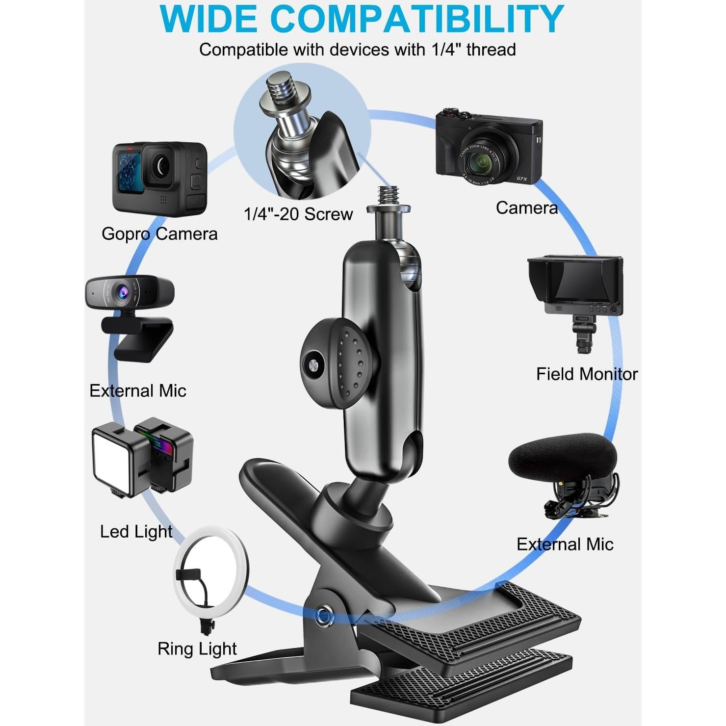 Soporte de cámara para visera de coche Woleyi - 360° ajustable