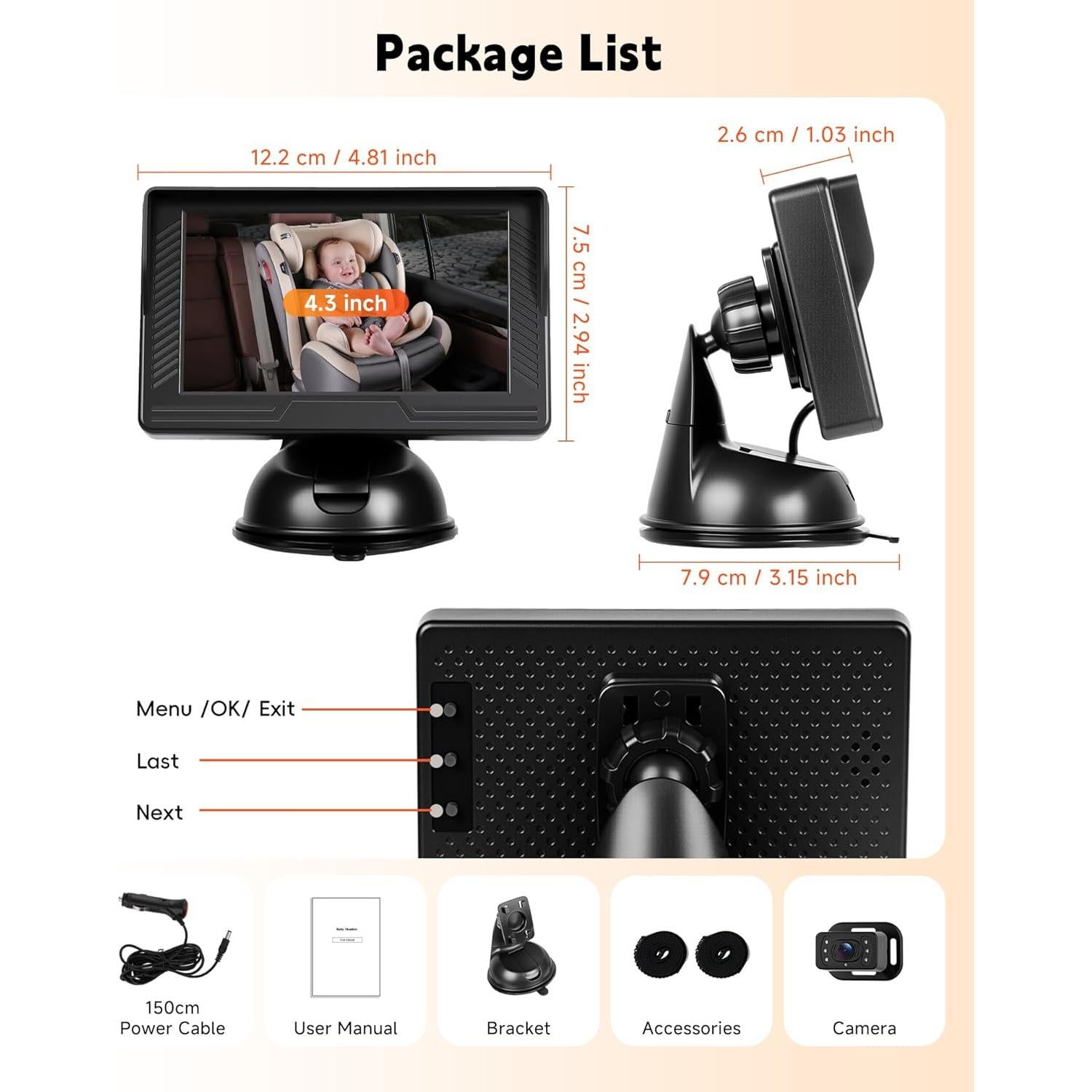 Cámara para Bebés Rimoody 4.3" HD con Visión Nocturna