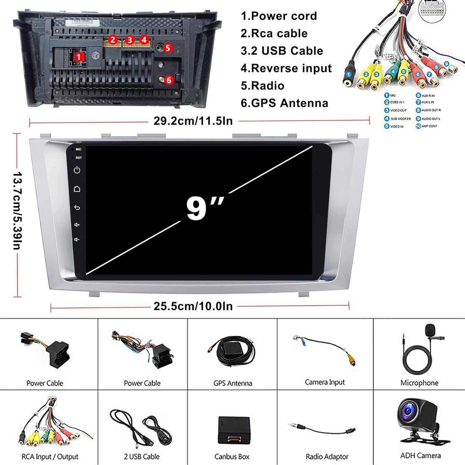 Radio de Coche Android 12 Inexaccessories 9" para Toyota Camry