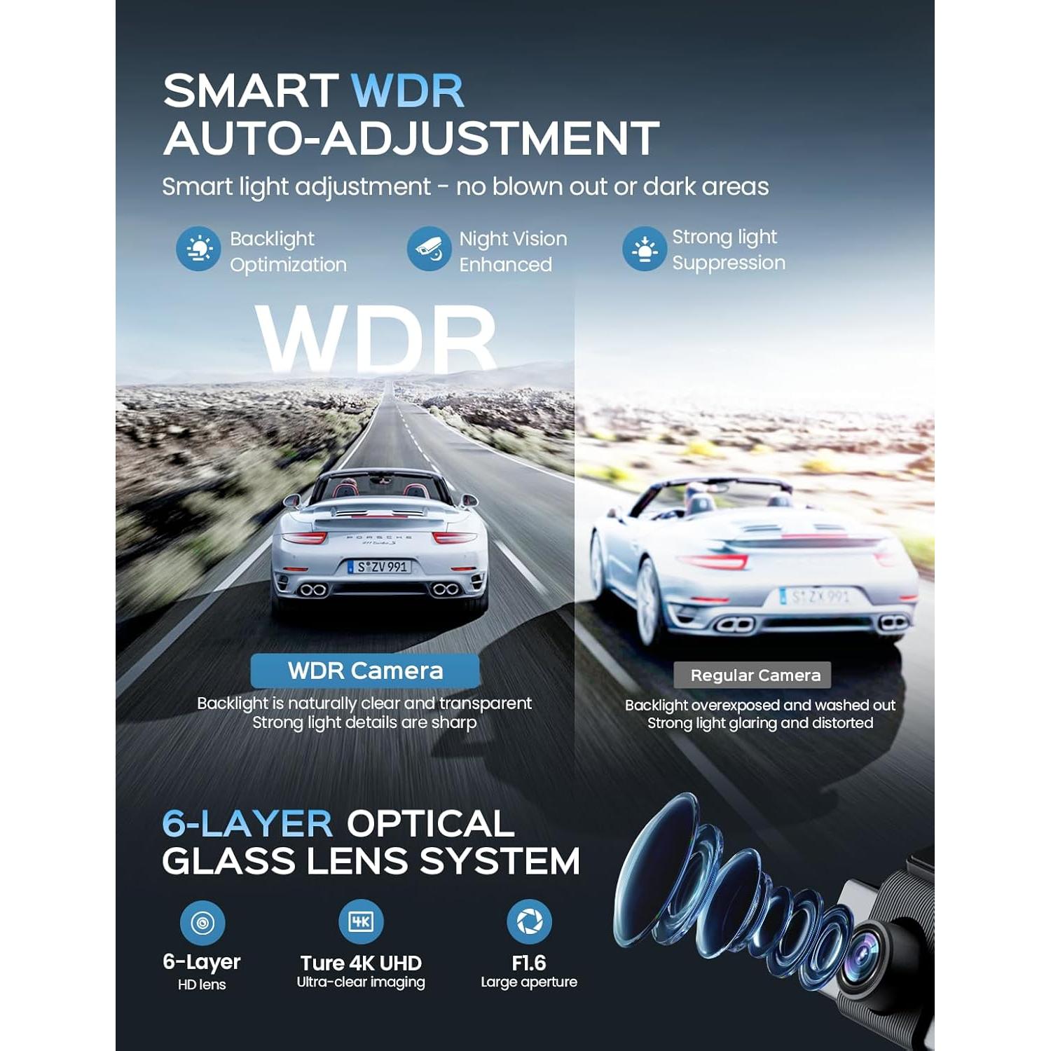 Cámara de tablero 4K TECXERLLON con ADAS y GPS