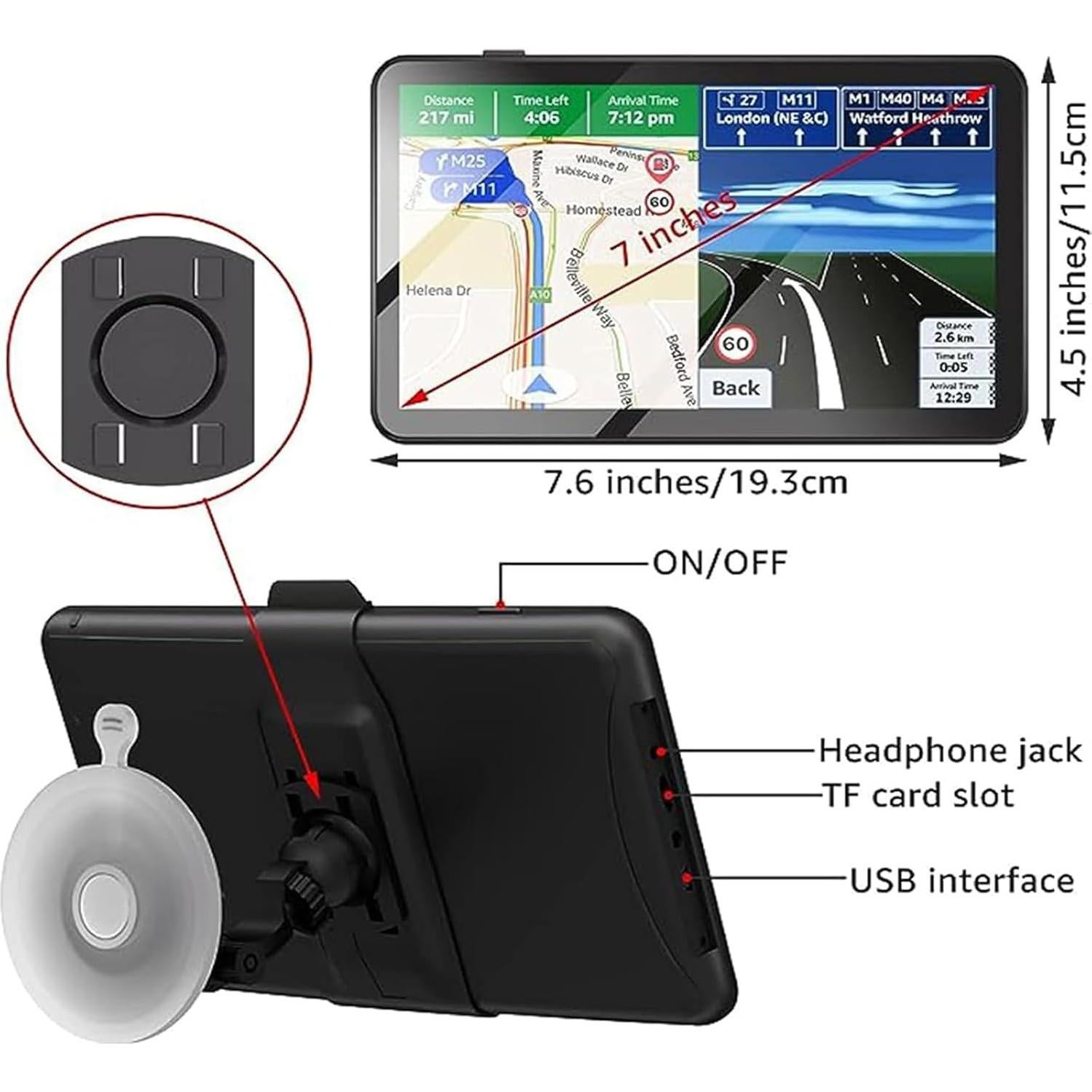Navegador GPS LONGRUF 7" Pantalla Táctil 2.5D para Camiones